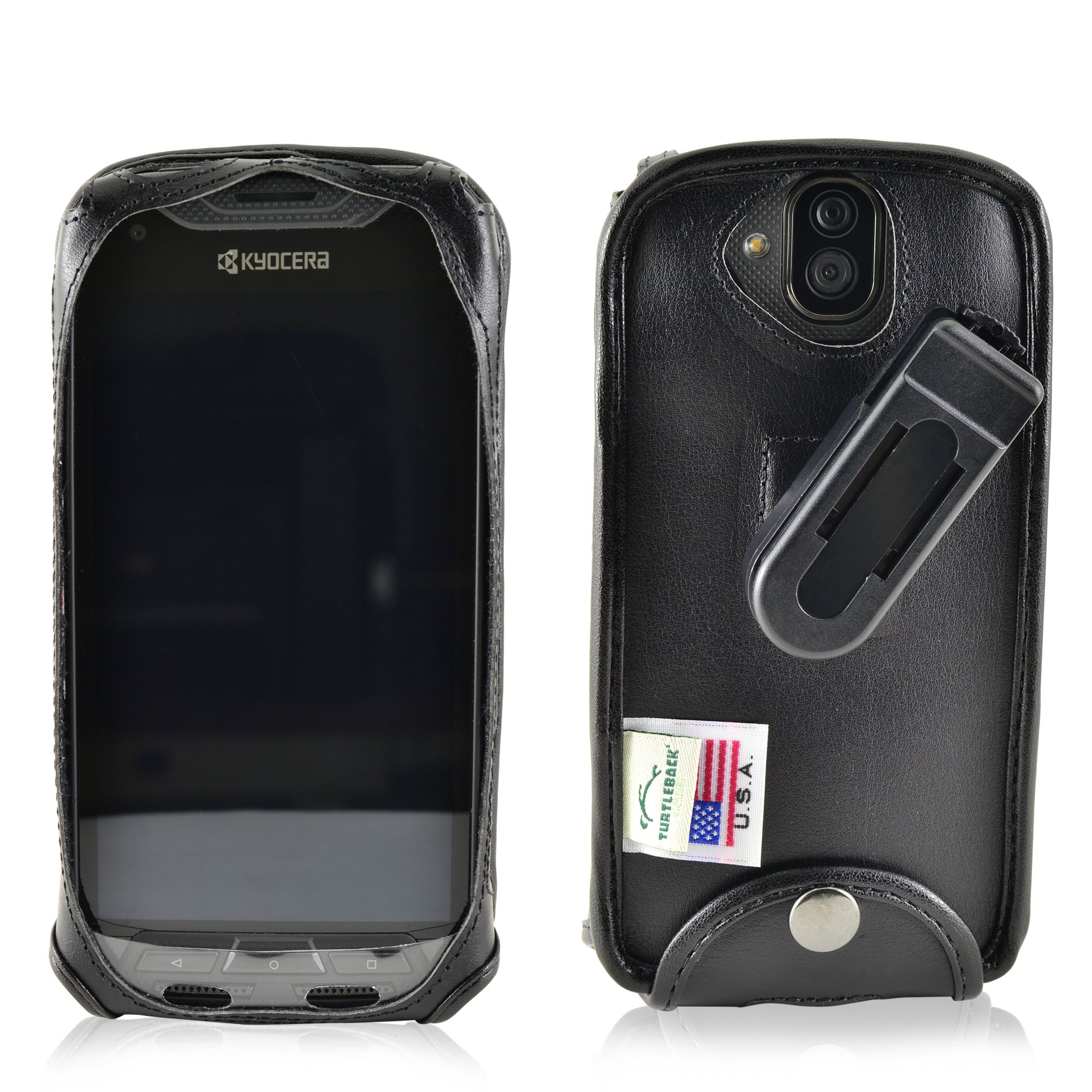Turtleback Fitted Case Made for Kyocera DuraForce PRO E6810 E6820 E6830 Phone Black Leather Rotating Removable Belt Clip Made in USA
