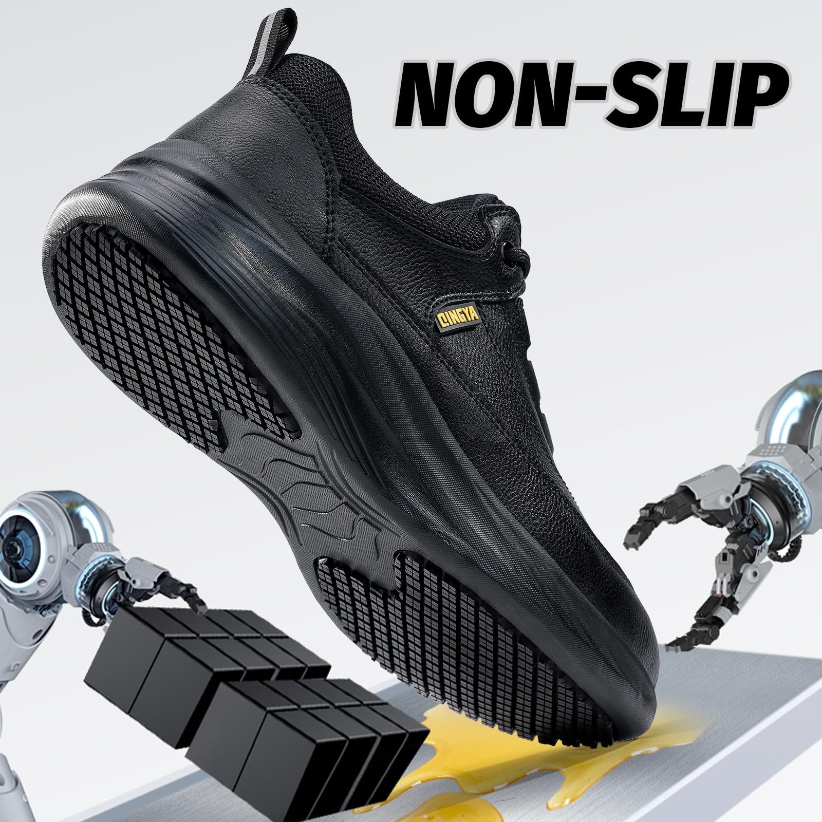 GUYISA PRO Non Slip Work Shoes for Men Lightweight Chef Shoe for Men Waterproof Slip Resistant Kitchen Shoes for Restaurant & Food Service with Comfort Food Service Sneakers Zapatos de Hombre