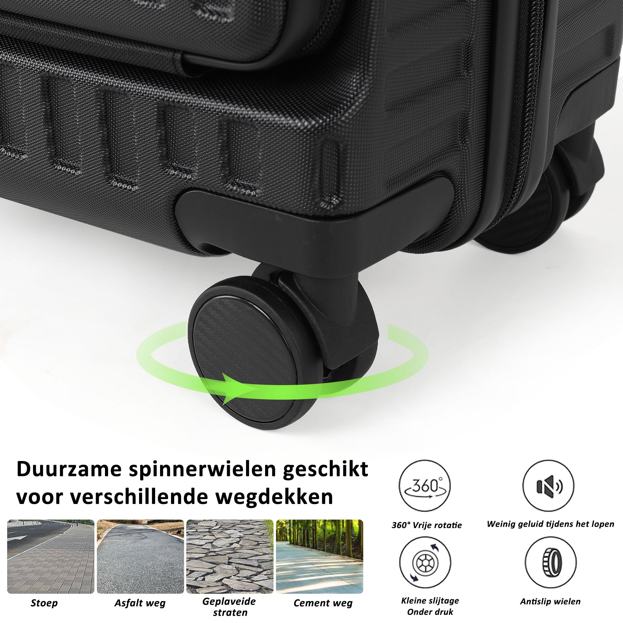 TANTOMI Handgepäck Koffer mit Laptopfach, 20 Zoll Hartschalenkoffer, Leichter ABS-Rollkoffer, Reisekoffer mit 4×360°-Rollen, TSA-Schloss (Schwarz, 41L)