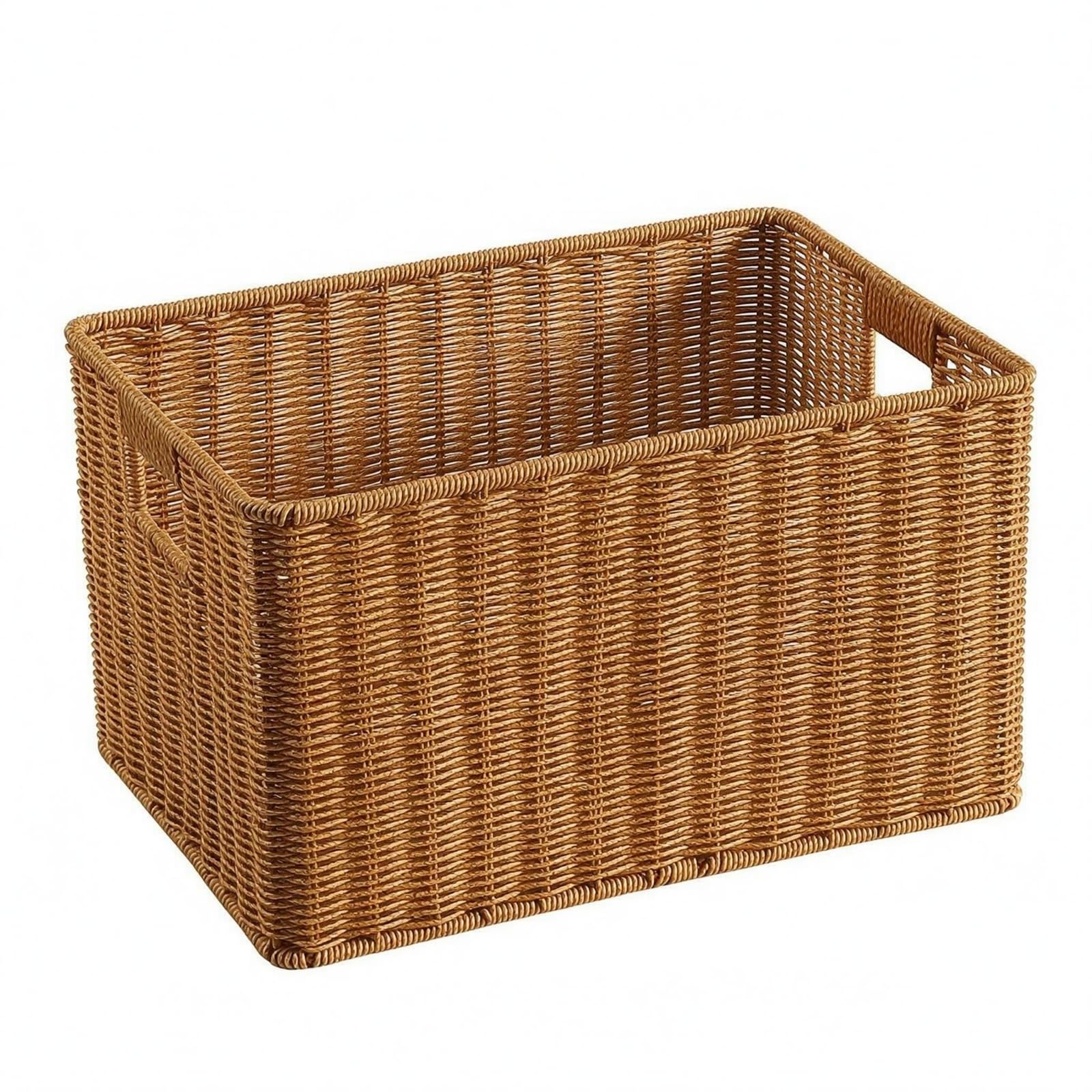 Panier tressé imitation rotin beige pour éliminer le désordre et ranger la maison