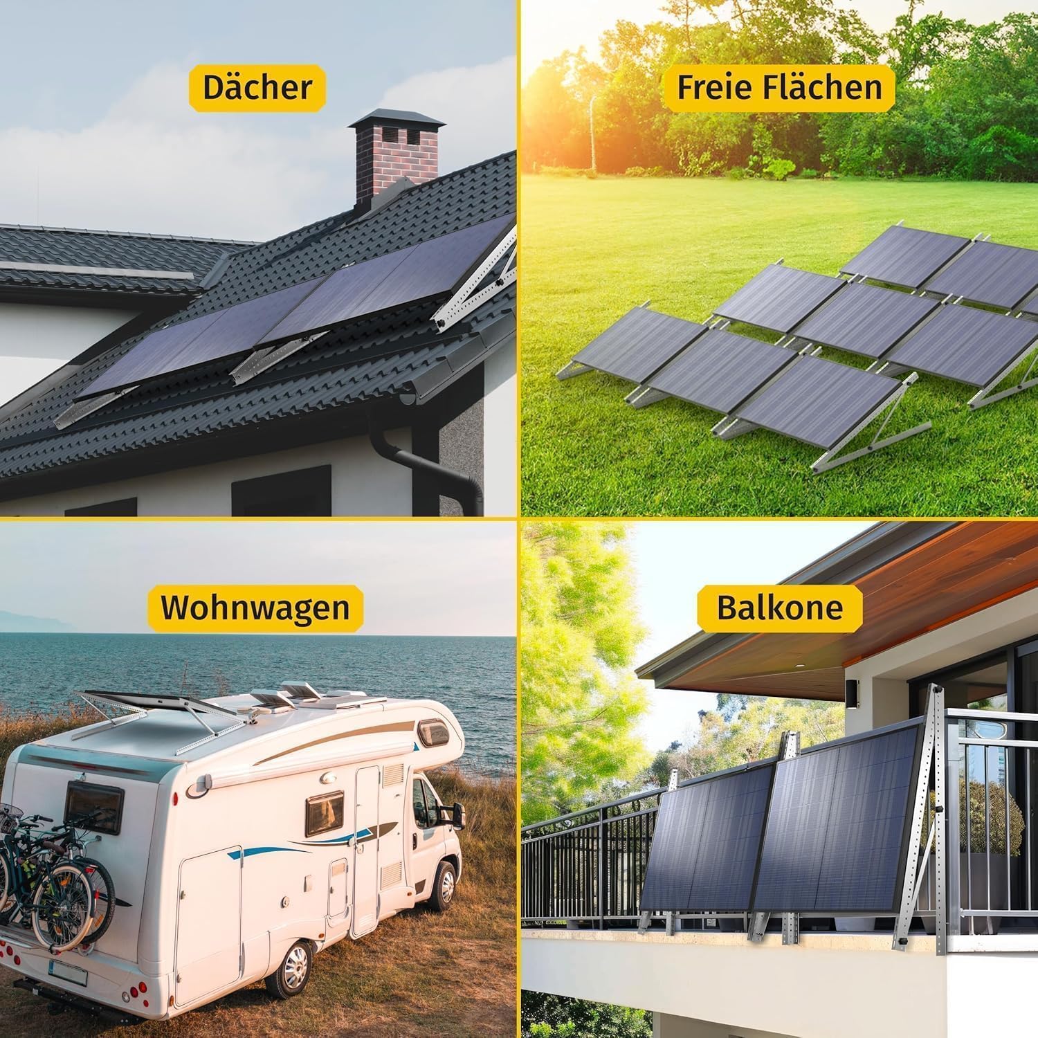 Avoltik Balkonkraftwerk Halterung im 2er Set (bis 114cm) I Halterung für 2 Solarpanel-Module I Verstellbar von 0-90° I Ideal für Dach, Balkon & Boden