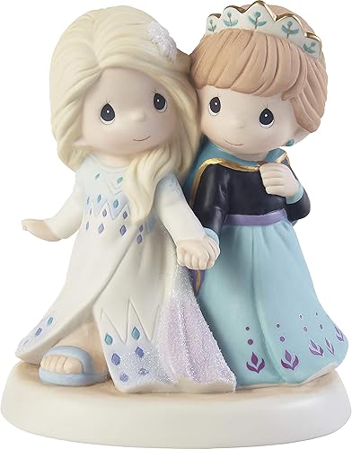 Precious Moments - Figura de porcelana de Disney Frozen Together We're Strong Bisque - Decoración coleccionable, regalo de cumpleaños, regalo de