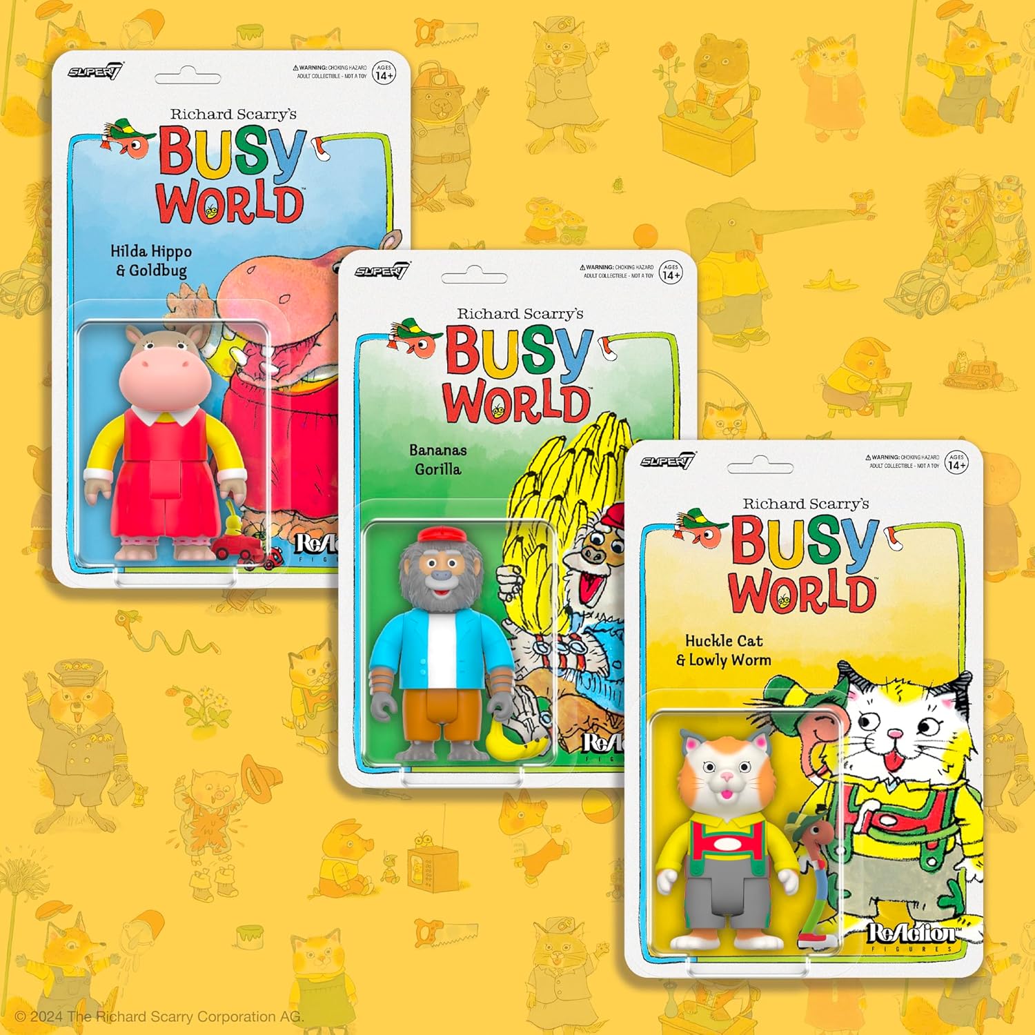 Super7 Richard Scarry Bananas Gorilla - 3.75" Richard Scarry Books Action Figure with Accessory Collectibles and Retro Toys