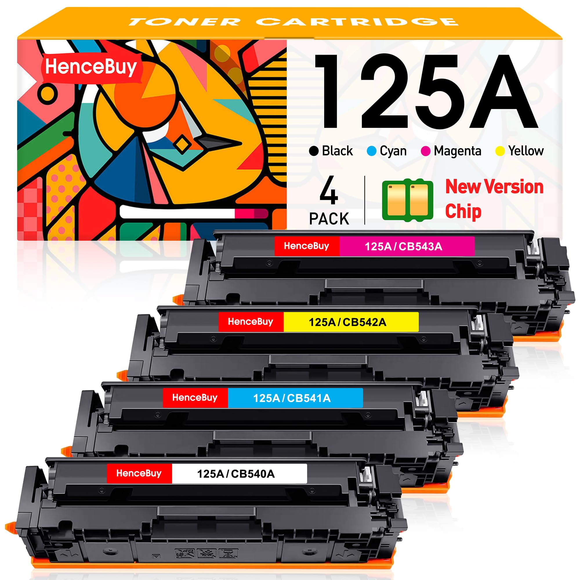 125A Toner Cartridge High Yield Compatible for HP 125A Toner Cartridges 125A Work with Color Laserjet CM1312 MFP CM1312nfi CP1515n CP1518ni CP1215 CP1515n Printer (4 Pack-BK/C/Y/M)