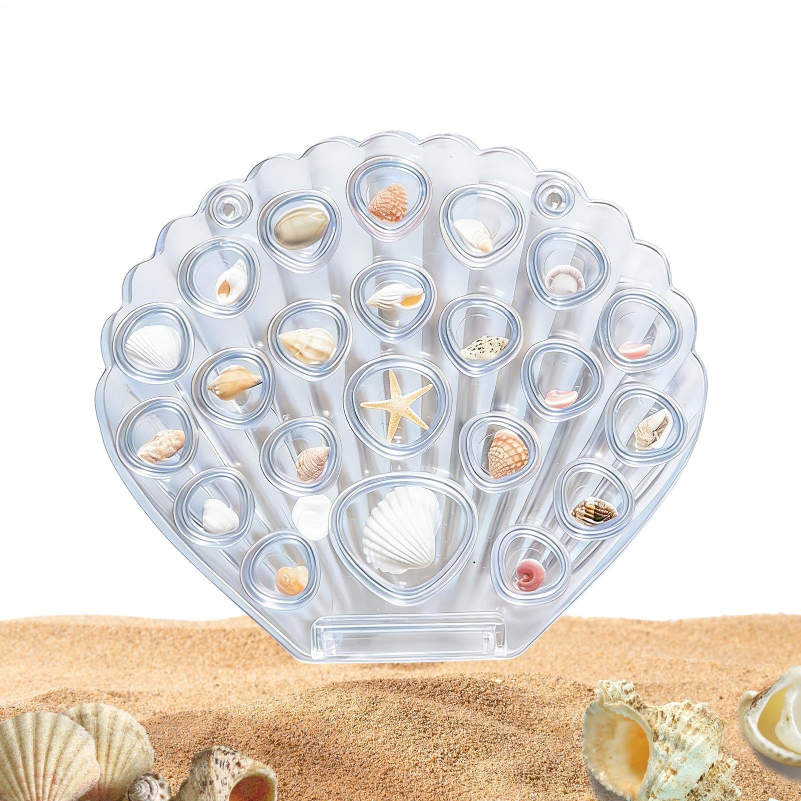 Magnetic Shell Holder, Acrylic Jewelry Box for Small Treasures with Portable Travel Design, Clear Multi Grid Storage Tray Case, Desktop Vanity Showcase Ornament Collection Cabinet Display Tray