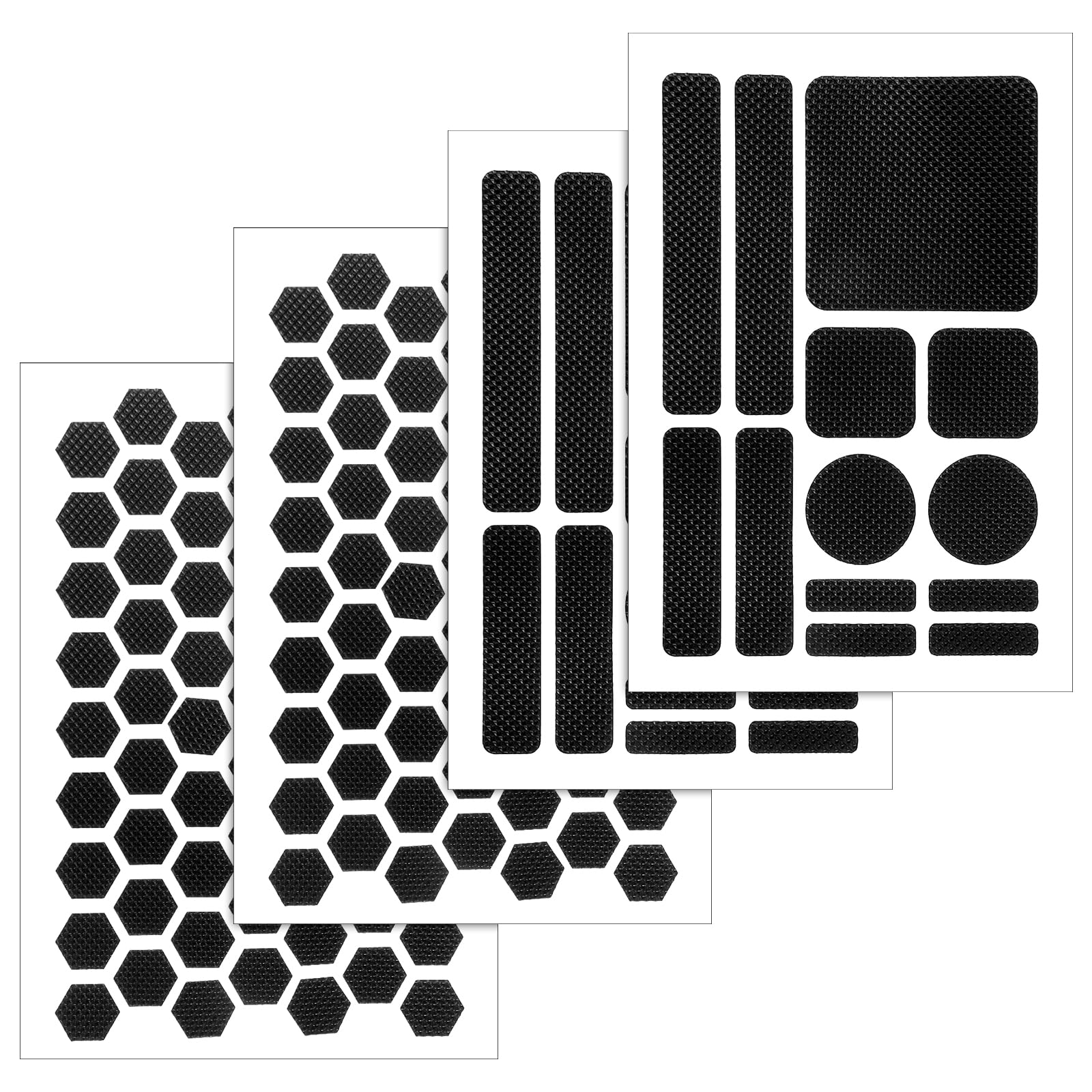 4 Pcs Phone Grip Tape, Non-Slip Adhesive Decal Stickers Anti-Slip Case Hexagon Decal Sticker for Cell Phone Cases, Mouse, Laptop, Tablet, Gaming Controllers, Tools (Black)