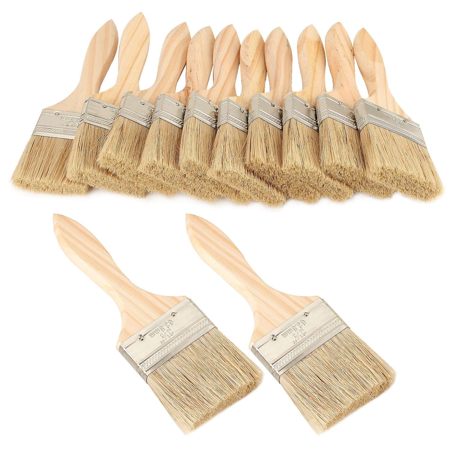 STARVAST Lot de 30 Pinceaux Peinture Professionnels, Pinceaux Plats avec Manche en Bois, Pinceau Peinture Murale Parfait pour Meubles, Muraux - 63.5MM