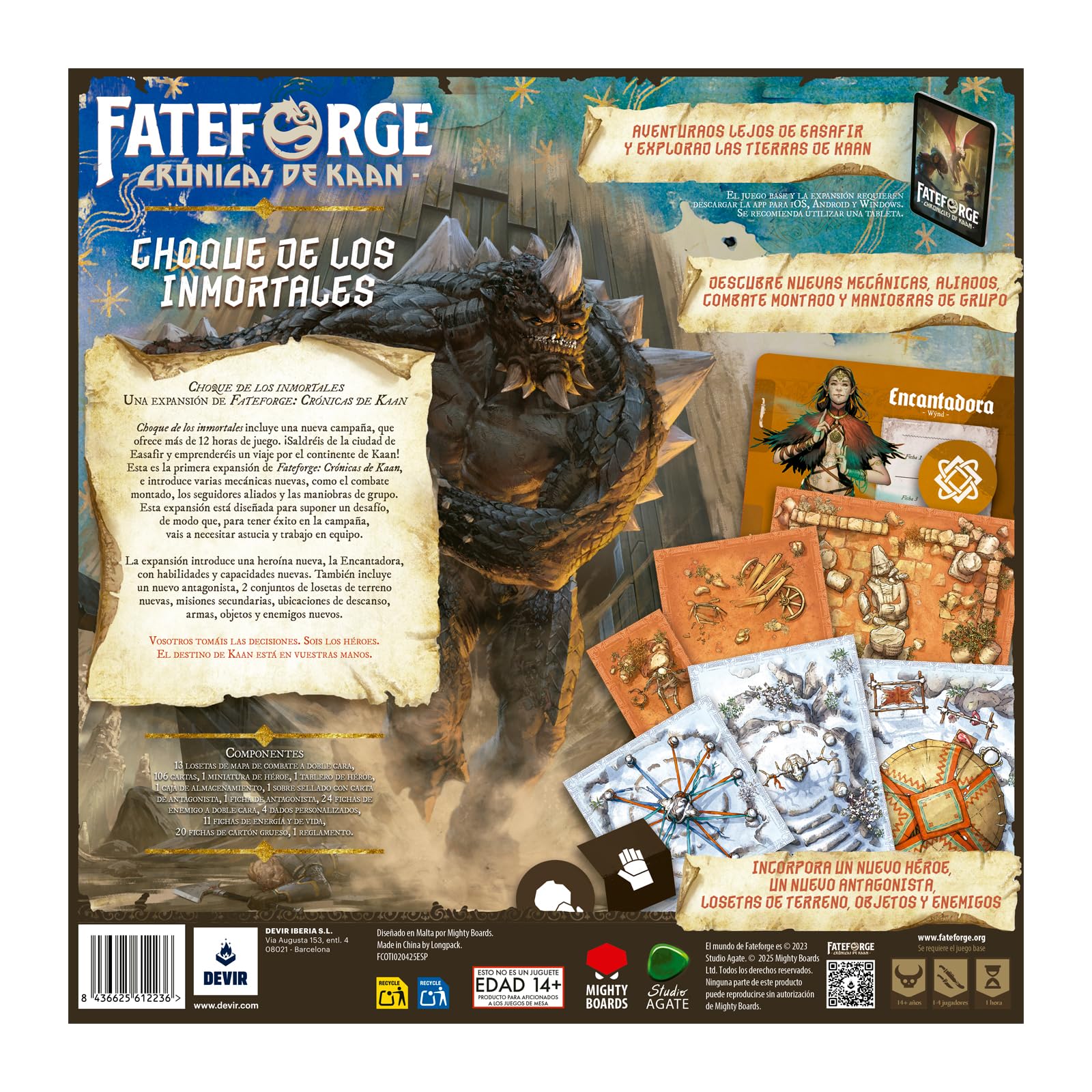 Devir - Fateforge: Crónicas de Kaan – Choque de los Inmortales, Expansión de Juego de Mesa cooperativo de fantasía, Nuevo héroe y campaña, Requiere Juego Base | Versión española