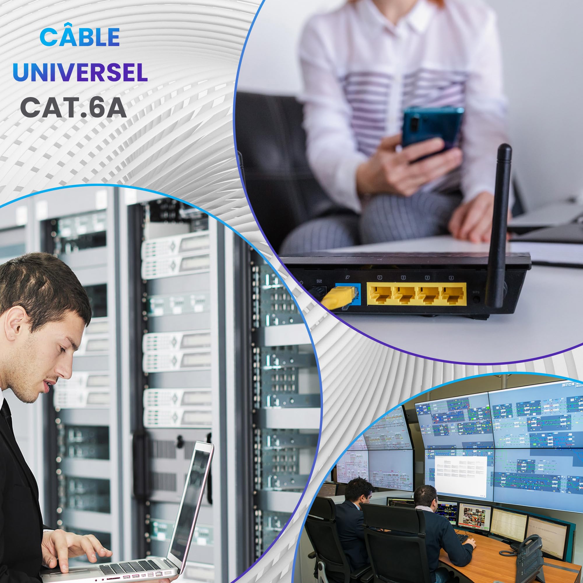 EXTRALINK Câble Ethernet CAT6A U/UTP Intérieur 50m 10Gb/s Cuivre Pur PoE