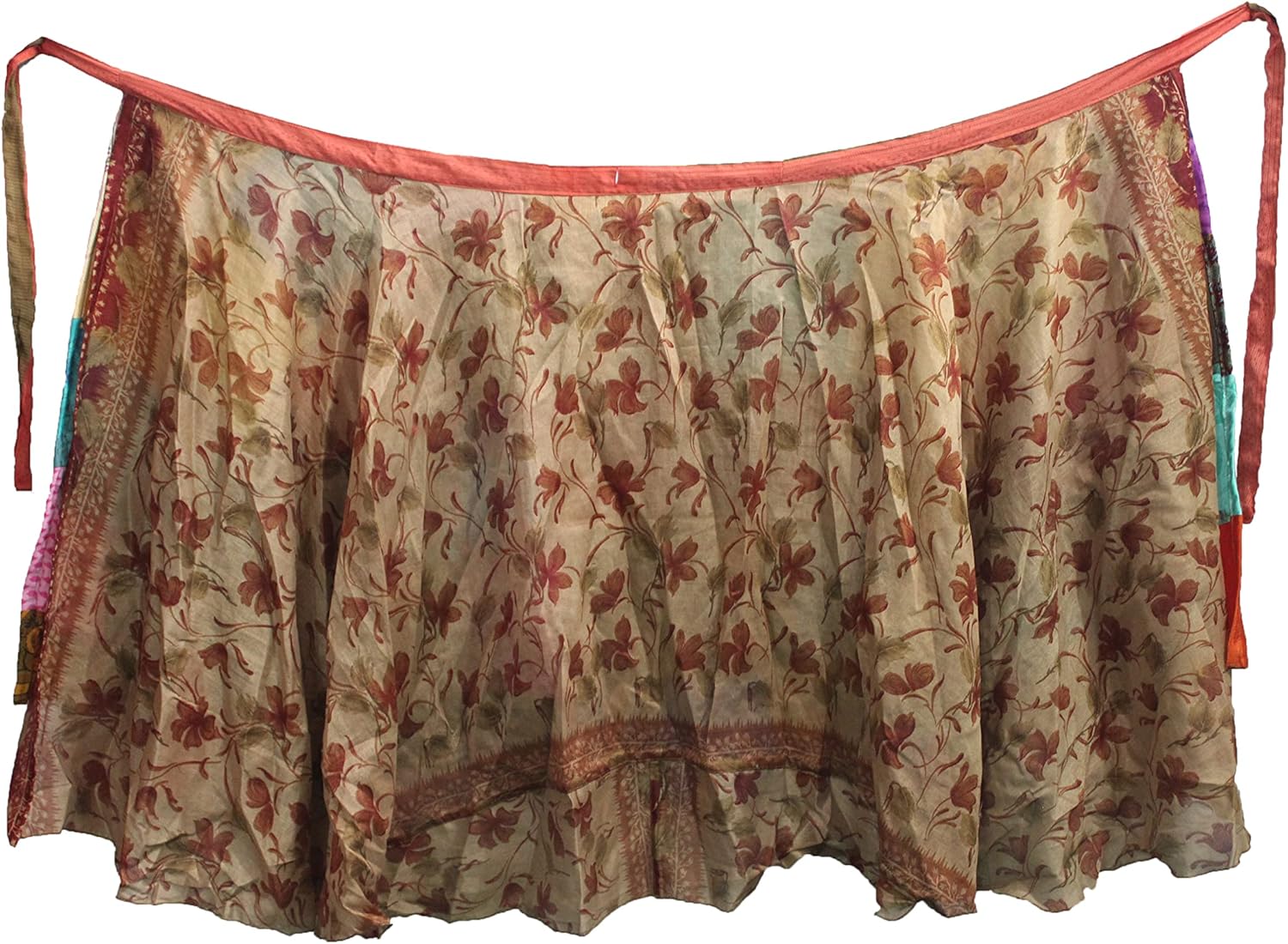 Sari Silk Vintage Patchwork Wraparound Long Skirt - Embrace Timeless Elegance with This Stunning Ethnic Fashion Piece, Perfect for Any Occasion or Casual Outing! Multi - Image 4