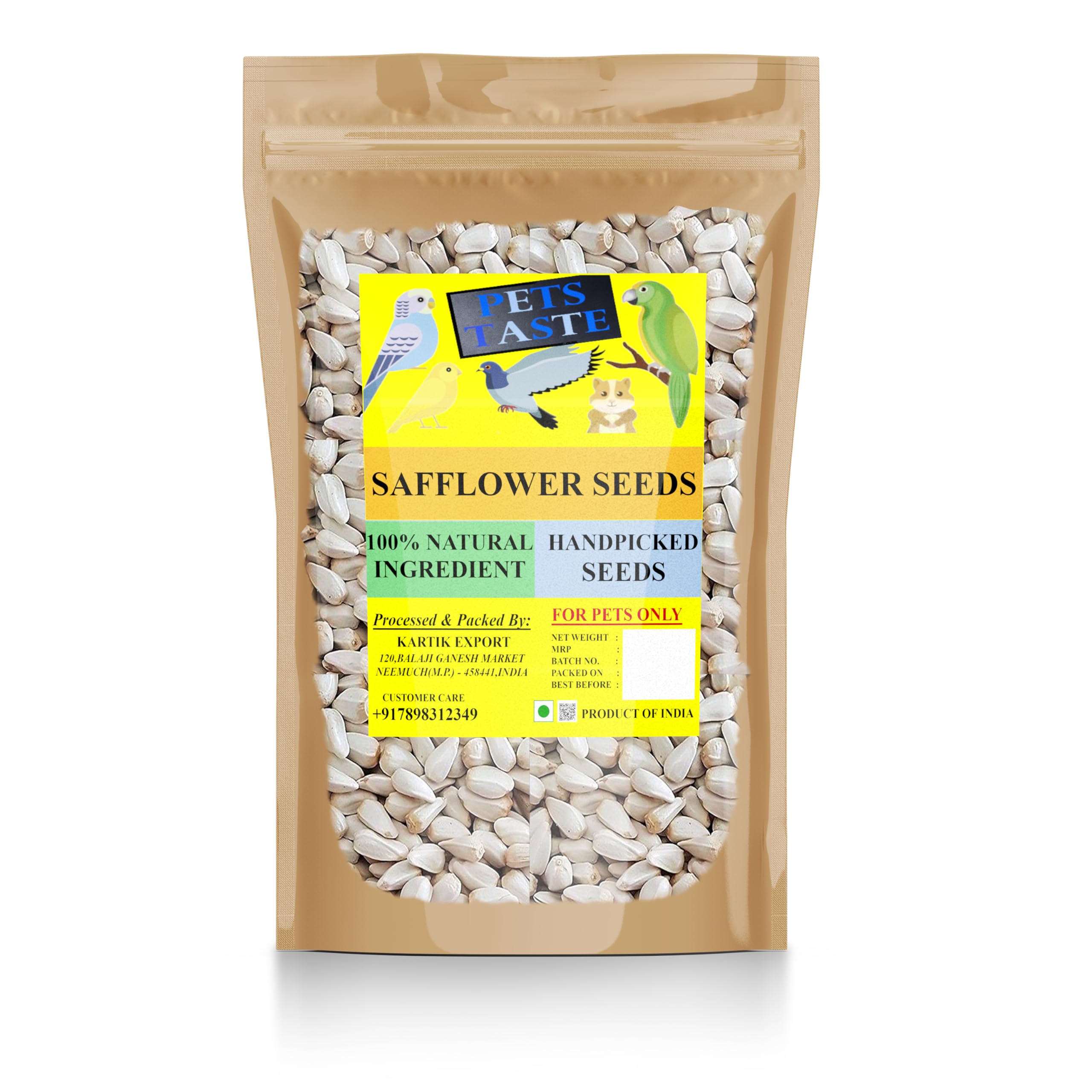 PETS TASTE Safflower Seeds (Kusum Dana) Bird Food for Conures, Lovebirds, Cockatiels, African Grey, Macaws, Cockatoo (1 KG) (B09XMDN6XD) Amazon Price History, Amazon Price Tracker