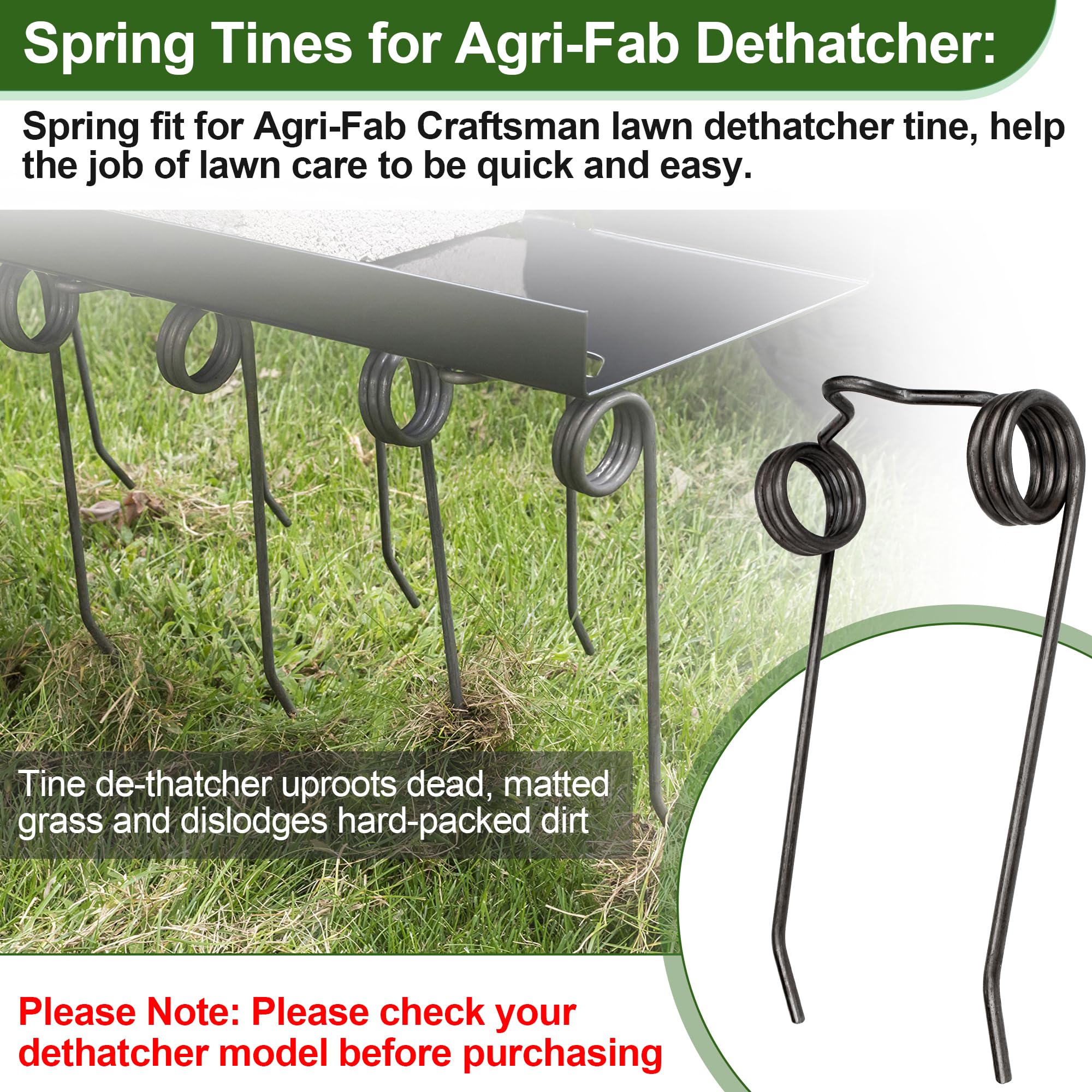 43783 Dethatcher Ersatzfederzinken für Agri-Fab Rasenentfeuchter, 8er-Pack Rasentraktor Dethatcher Aufsatz Dethatcher Zinken Ersatz Ersatzteile für Agri-Fab Craftsman De-Thatcher