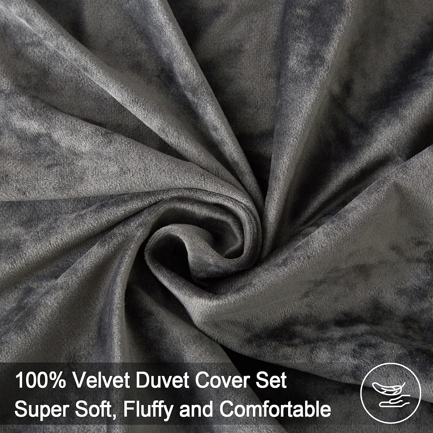 Amazing 🔥 PHF Velvet Duvet Cover Set Queen Size, 3pcs Ultra Soft Plush Comforter Cover Set, Warm Cozy Flannel Duvet Cover with Pillow Shams Bedding Collection, 90 x 90, Charcoal/Dark Grey