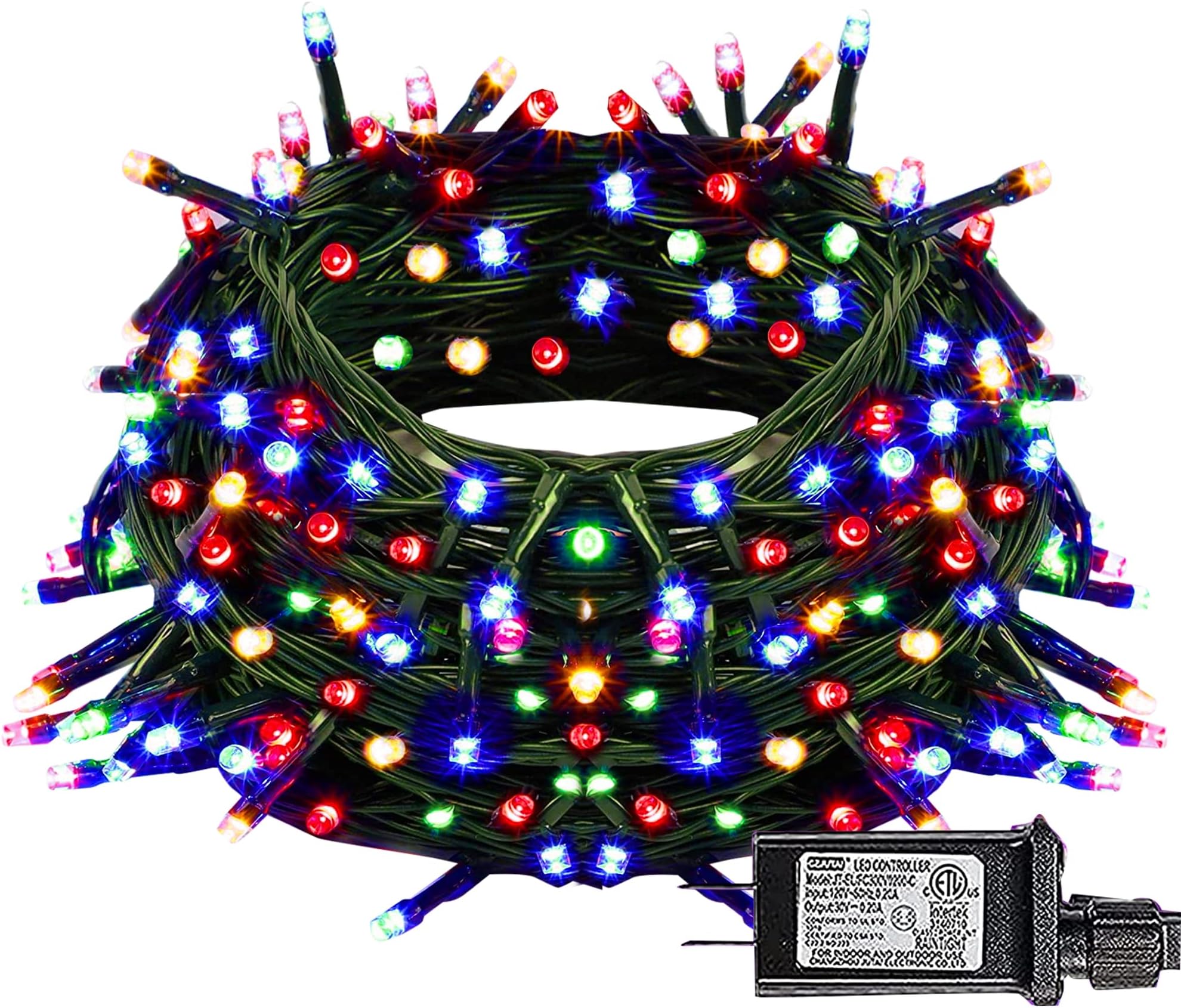 Dazzle Bright Christmas String Lights, 100 LED 33 FT Connectable Fairy Lights with 8 Modes, Waterproof Christmas Decorations for Indoor Outdoor Holiday Party Home Tree Decor (Multi-Colored)