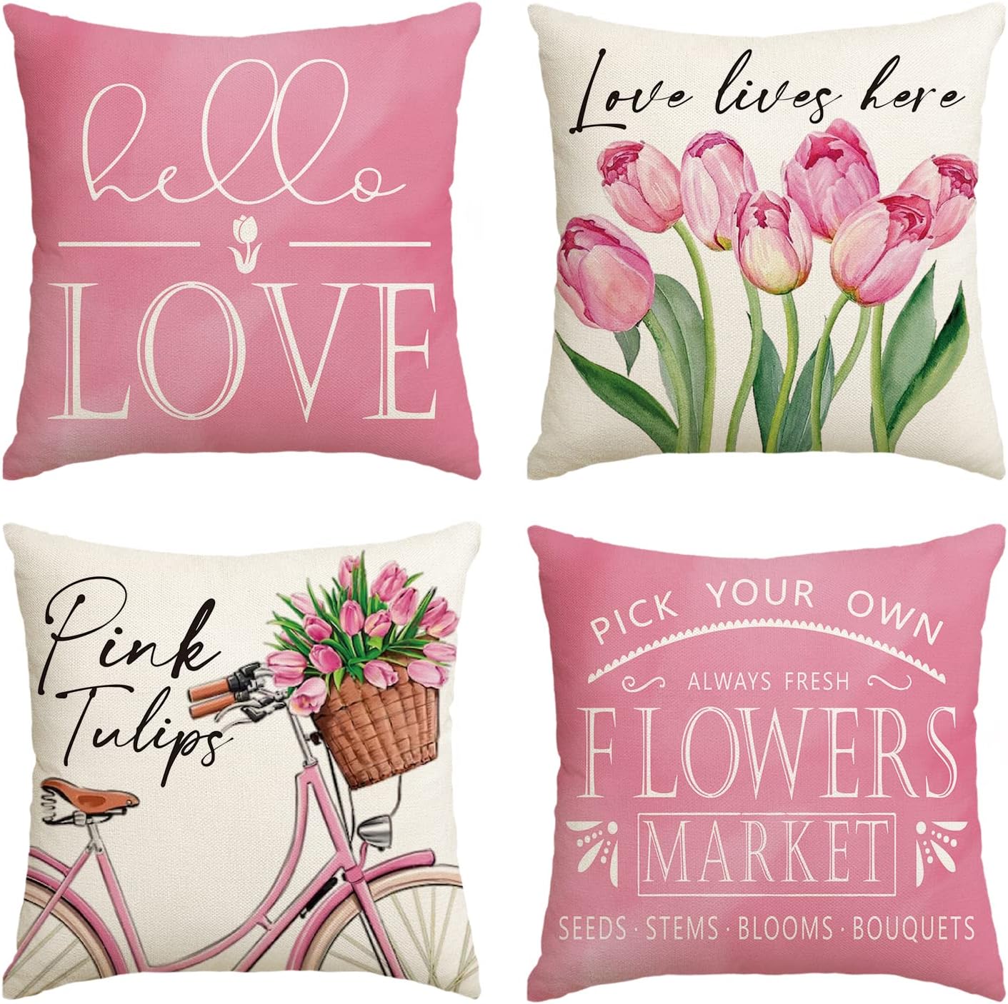 WOKANI Throw Pillow Covers 18x18 Set of 4 Spring Outdoor