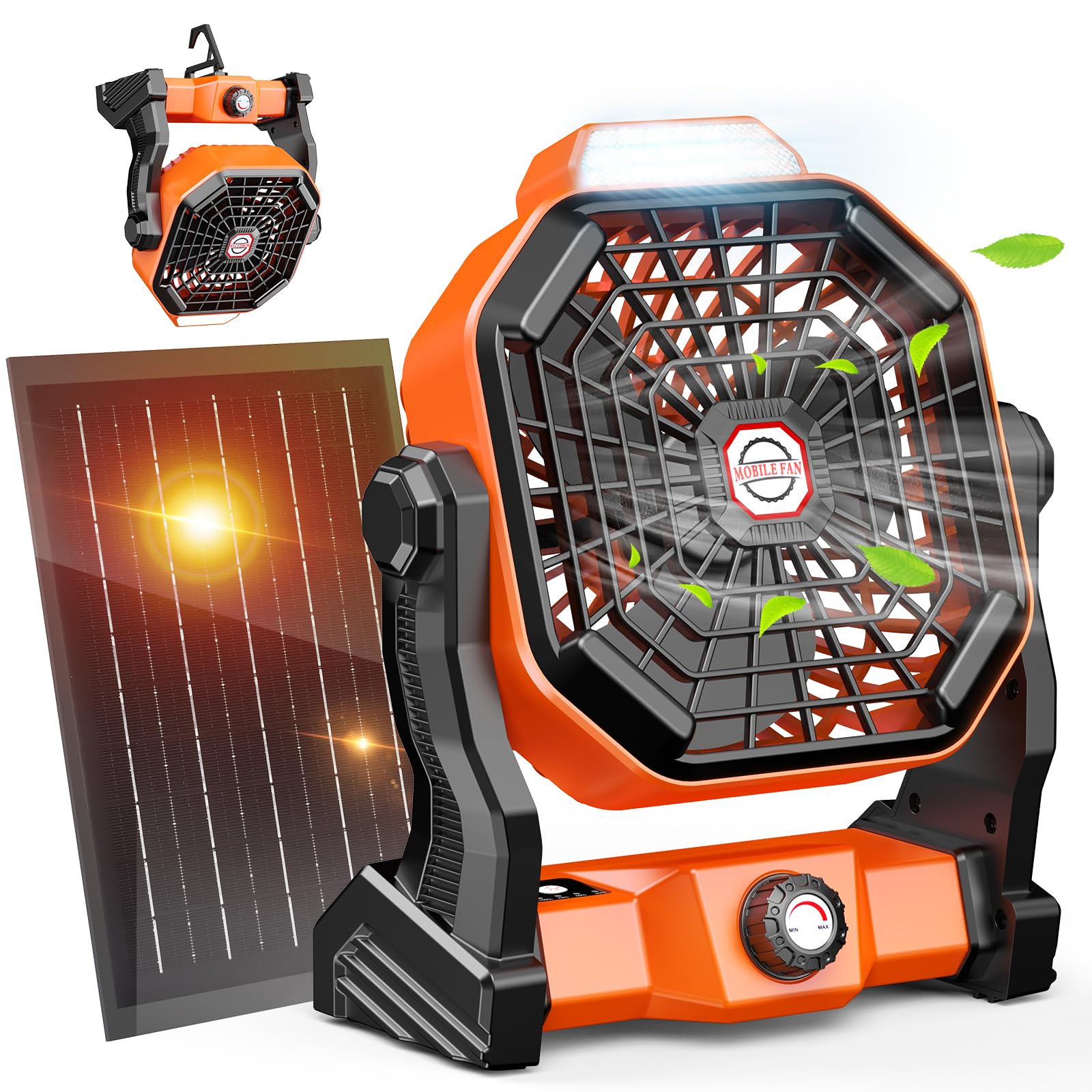 Photo 1 of Solar Powered Fan,?Max 60H Runtime?Rechargeable Solar Camping Fans & Led Lantern,8-inch Portable Fan with Solar Panel,Battery Operated Powered Outdoor Tent Fans for Camping Essentials Accessories