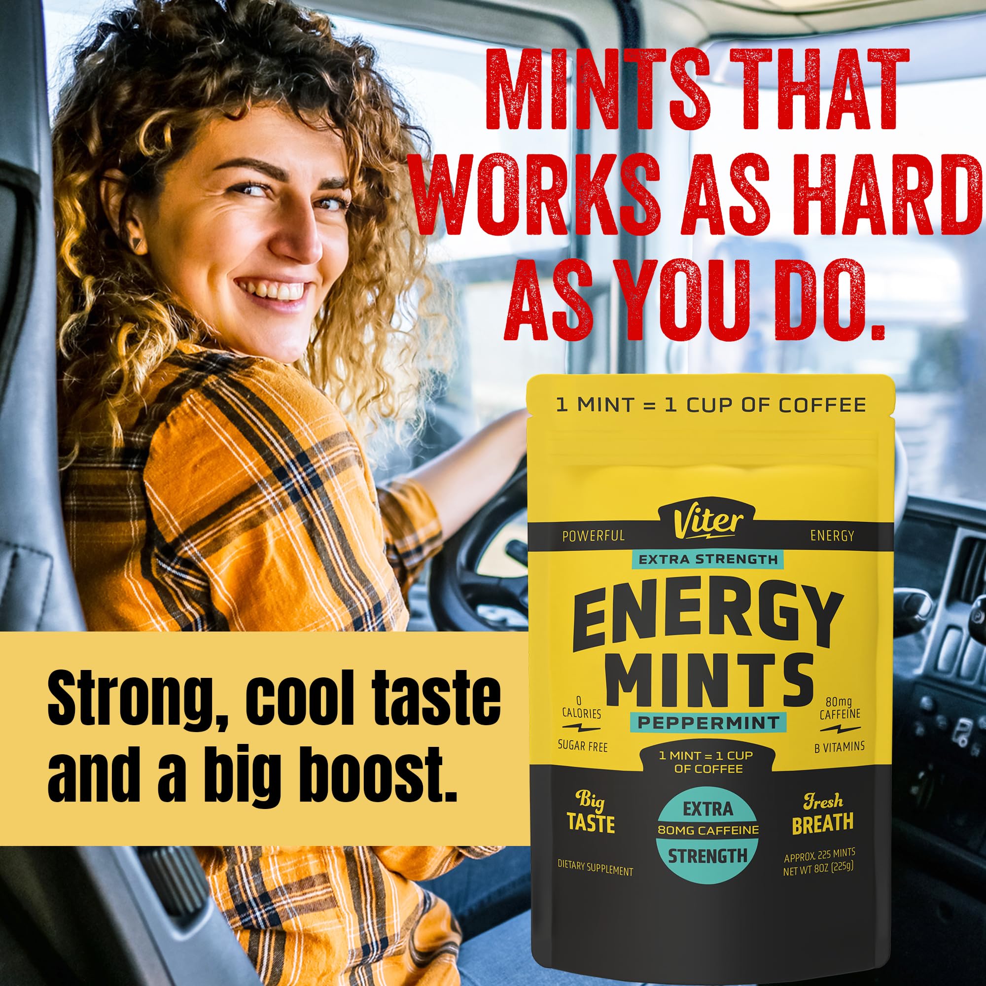 Viter Energy Extra Strength Caffeine Mints 80mg, Peppermint, 8oz Bulk Bag — Amazon image 6
