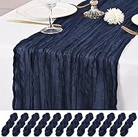 Lumaycens 12 Pack Navy Blue 10ft Cheesecloth Table Runners - Rustic Gauze Sheer Fabric for Weddings, Parties, Baby Showers