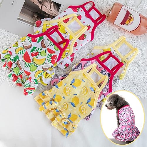 Miniatura 7 de Chaleco para mascotas con patrón de piña y plátano, cómodos vestidos de verano para mascotas, disfraz de princesa para perro pequeño, disfraz de