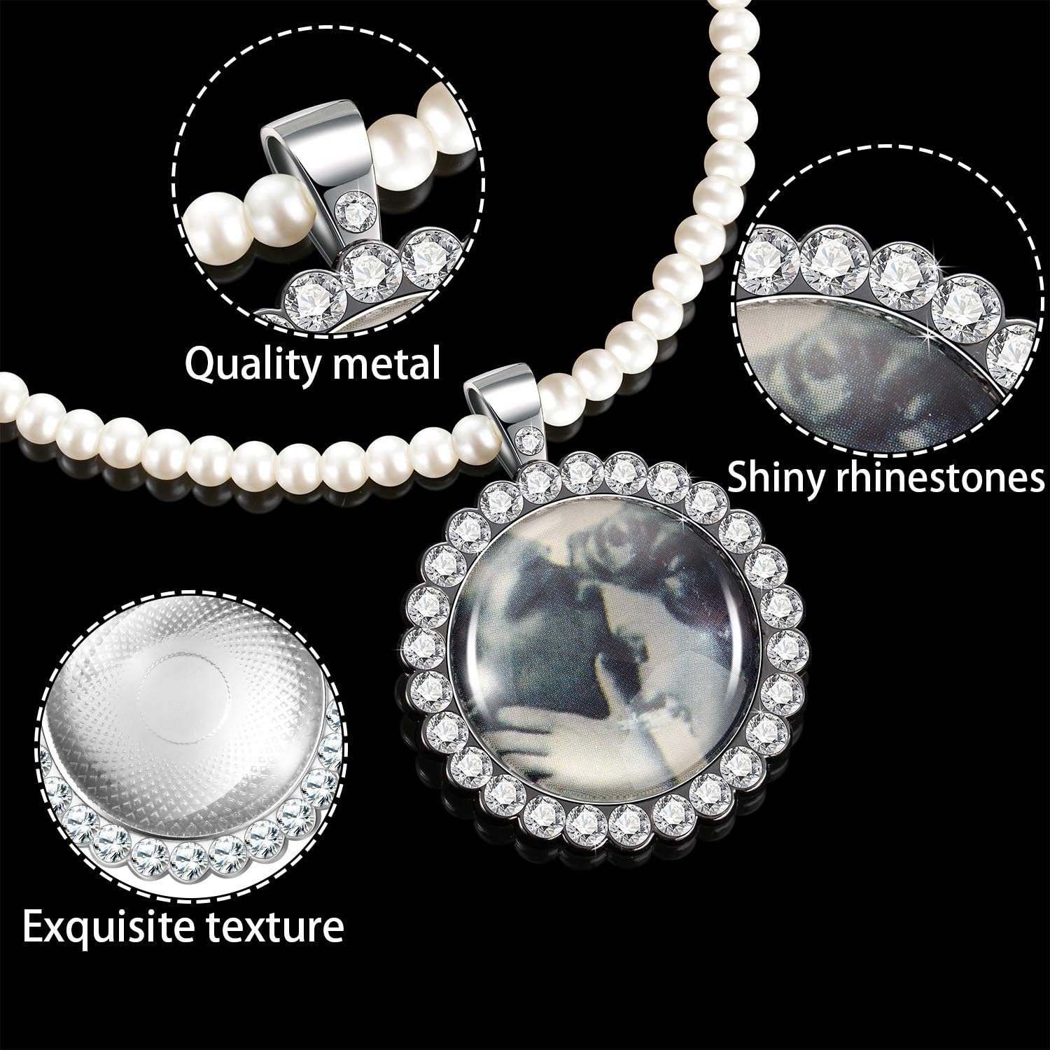 Hicarer 48 Rhinestone Bezel Pendant Trays 24 Pcs Gold Silver 25 mm Round Bezel Trays Blank Pendant Bases with 24 Transparent Glass Cabochons for Photo Making Crafts Wedding Jewelry Gifts - Image 4
