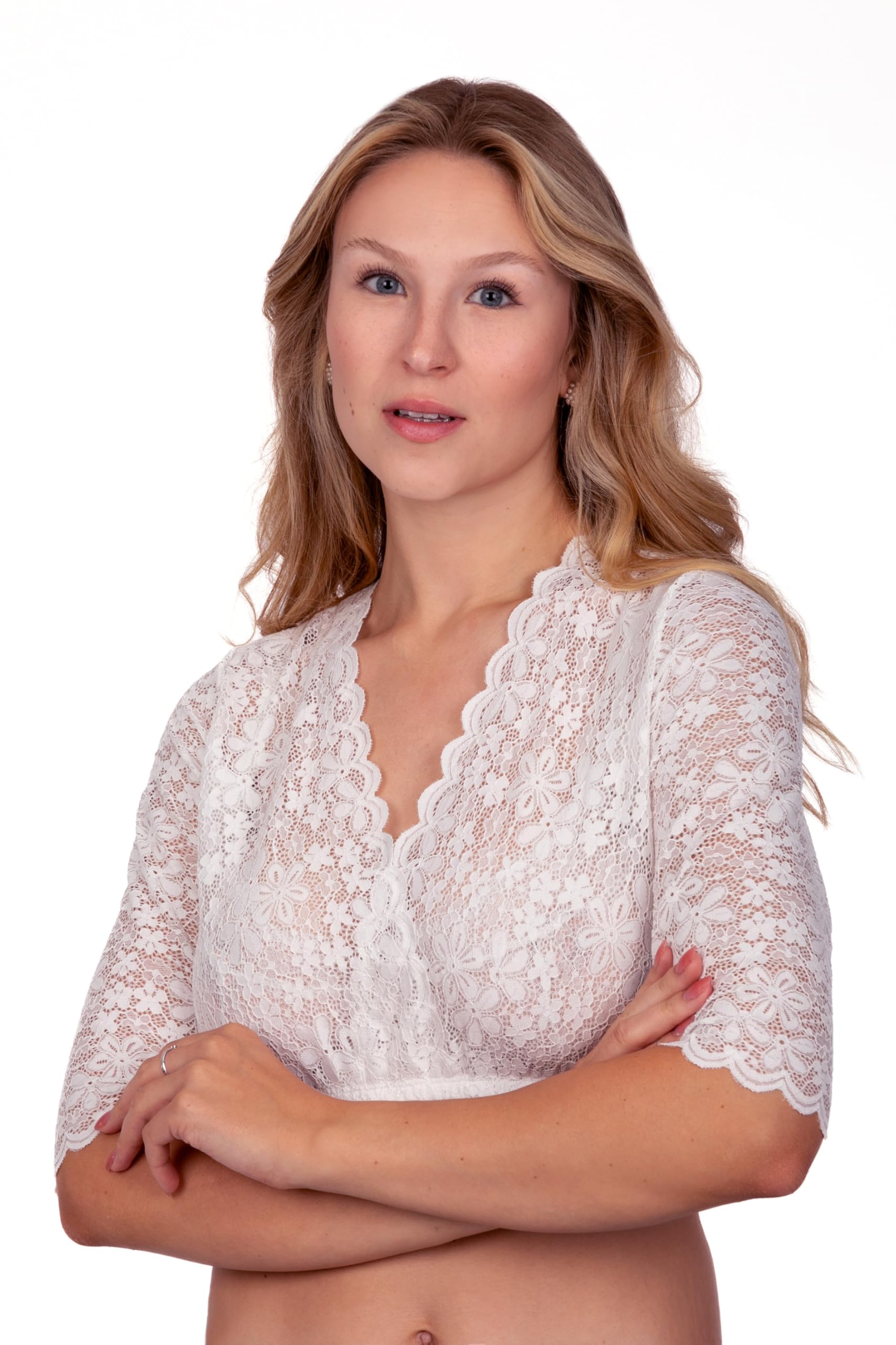 Edelnice Trachtenmode Lange Spitzen Dirndlbluse Thesi