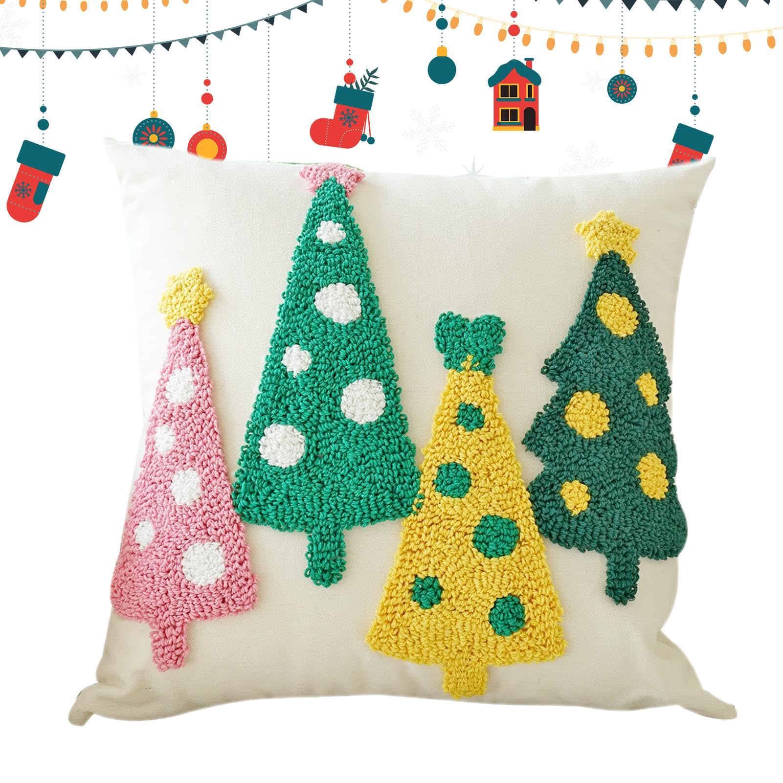 Amazon.co.jp: 刺繍装飾クッションカバー、クリスマス刺繍枕