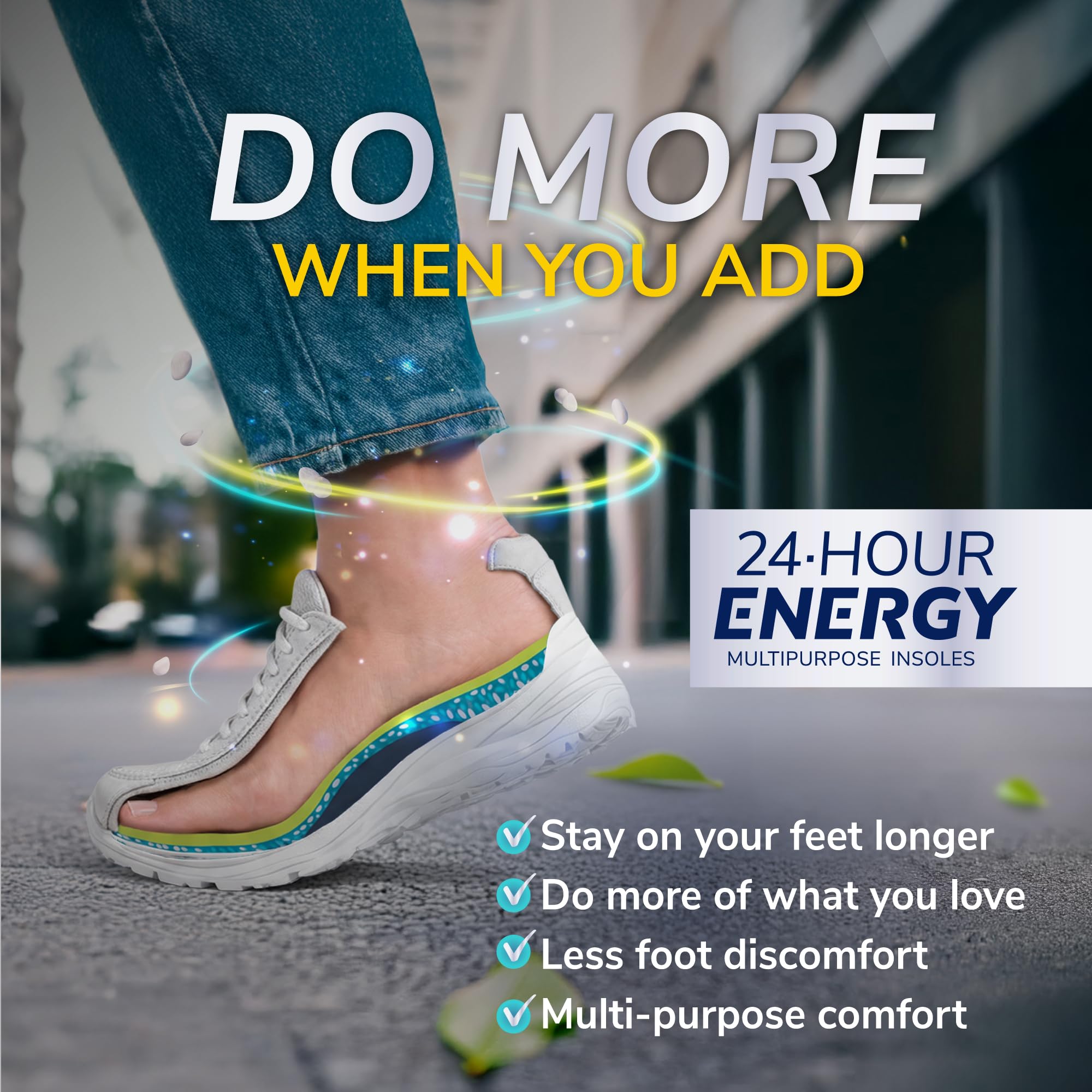 Dr. Scholl's - Plantillas multiuso 24-Hour Energy, devuelven la energía con cada paso, alivian la presión y el dolor de pies cansados, espuma viscoelástica e inserción de gel, 37-41, mujer, 1 par