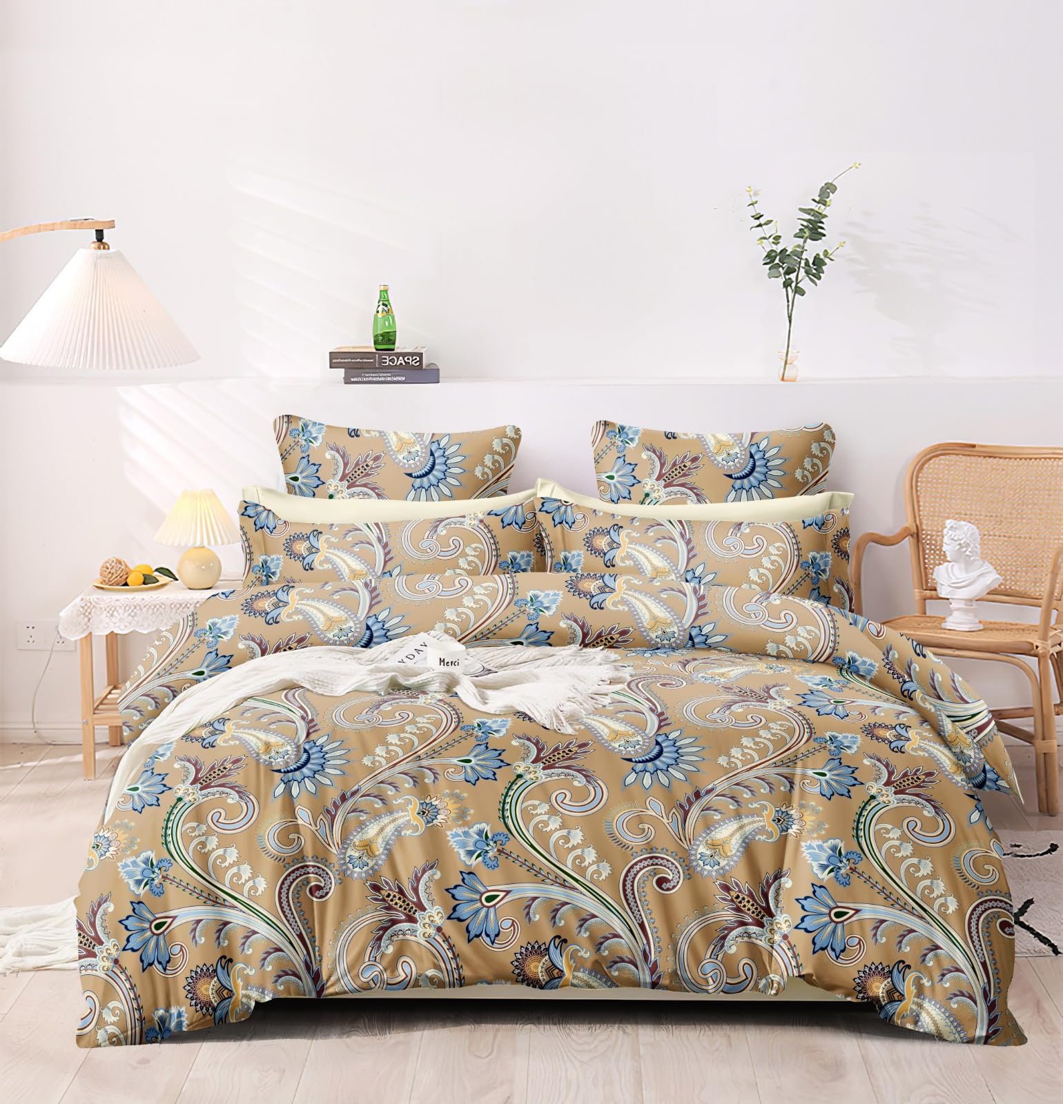 THE HOME STYLE Super Soft Glace Cotton King Size AC Comforter II Blanket II Duvet for Double Bed with 1 Flat Bedsheet and 2 Pillow Cover (Burly Wood, 4 Piece Comforter Set)