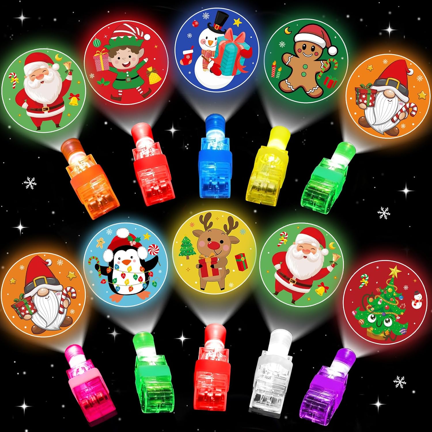 40PCS Christmas Party Favors for Kids,LED Light Up Finger Lights Toys Glow in The Dark Toys Bulk for Christmas Stocking Stuffers School Classroom Prizes Goodie Bags Stuffers Gifts Style 2