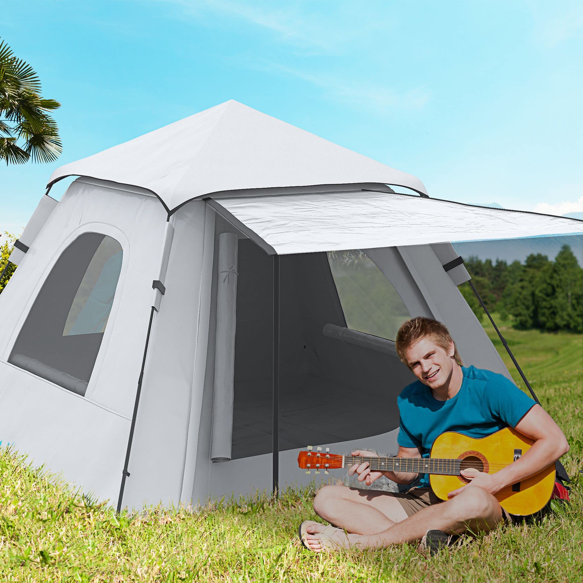 Outsunny Tienda de Campaña Pop-up 2-3 Personas Impermeable 2000 mm UV50+ 210x210x150 cm