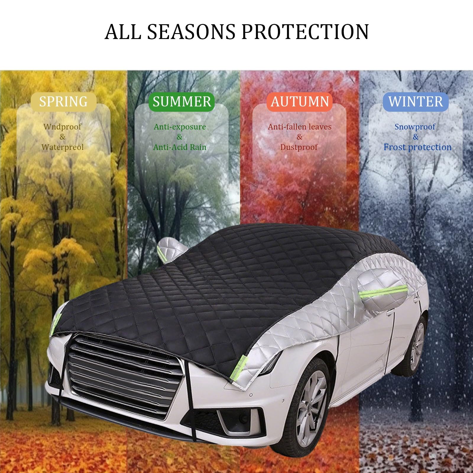 Halbe Autoabdeckung Anti-Hagel Outdoor, für Skoda Karoq 2017-2023, Hagelschutz Auto Abdeckplane Wasserdicht, Regen Sonne Staub Schutz Schneeschutz Winter Sommer Autoplane