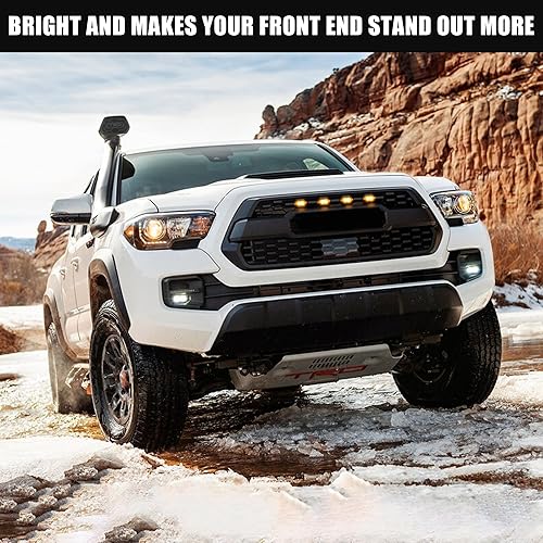 Miniatura 2 de Seven Sparta Luces LED para parrilla 4 piezas con fusible para parrilla Toyota Tacoma TRD PRO 2016-2019 carcasa ámbar con luz ámbar