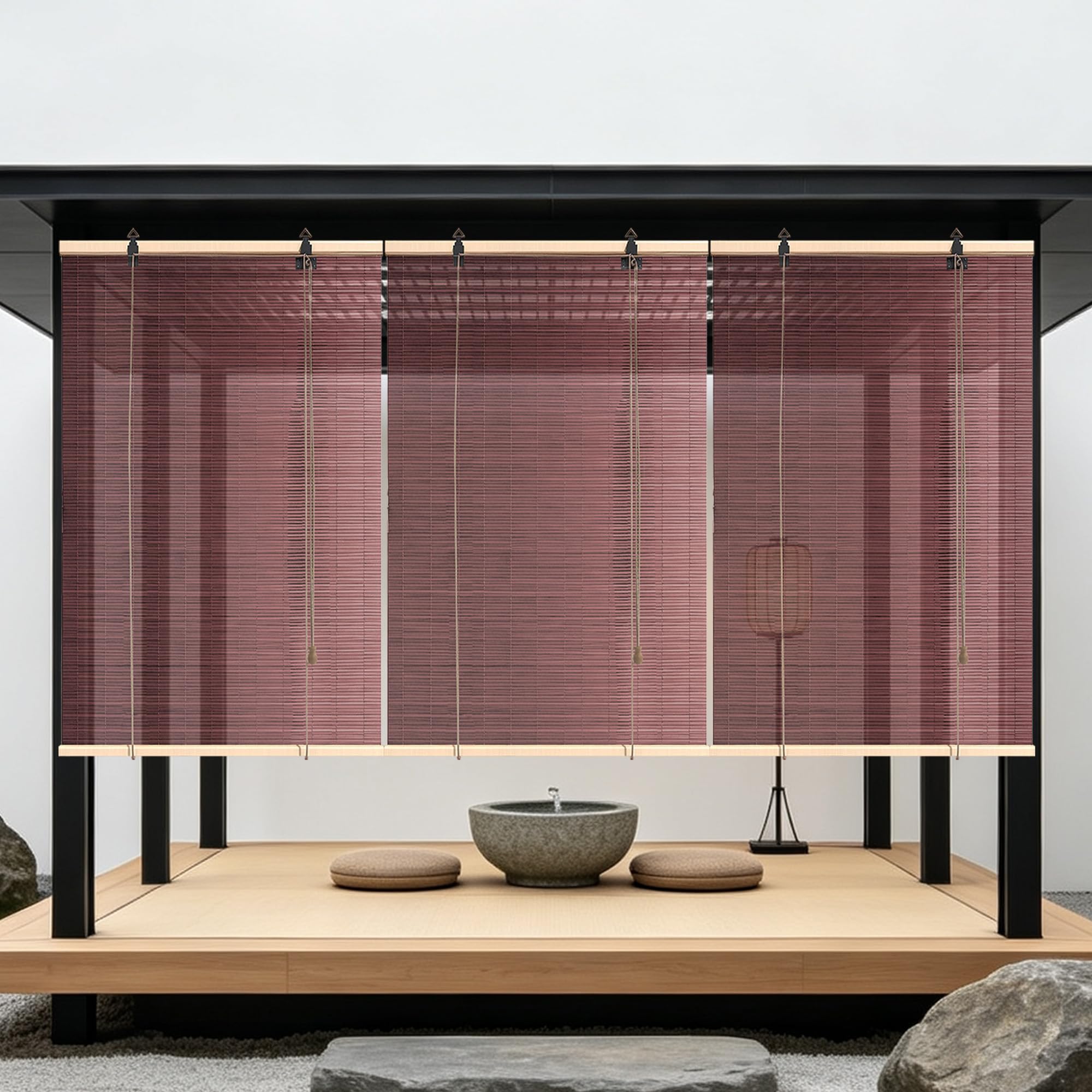 Roleta Bambusowa Roleta 100 x 142 cm Termoizolacyjna Ochrona Przed Słońcem Rolety Okienne Ochrona Prywatności Do Domu, Restauracji, Ogrodu, Na Balkon, Fioletowy