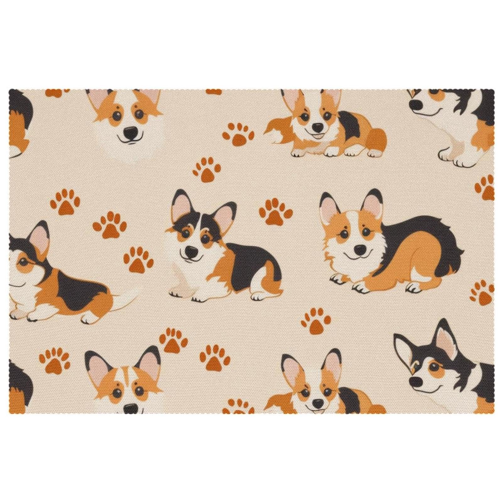 Sets de table mignons Corgi lavables en tissu Oxford résistant à la chaleur