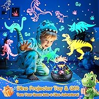 Vista 2 de Juguetes de dinosaurio para niños de 3 a 5, 【Control remoto+3 películas+93 efectos】 Juguetes de dinosaurio para niños de 2 a 4, 【3 temporizadores+5
