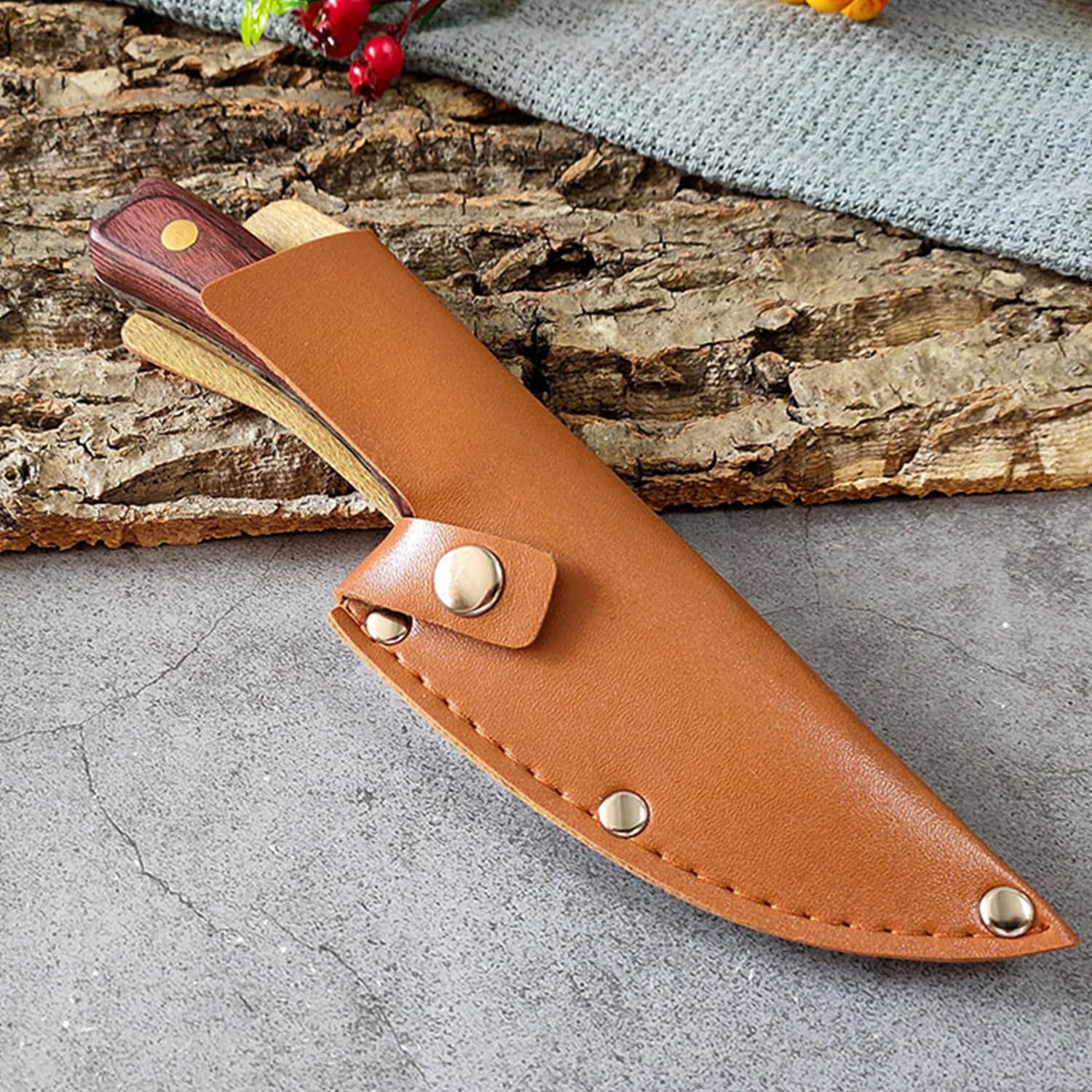 Funda Para Cuchillo De Deshuesar de 2 Piezas, Cuero PU, Portátil