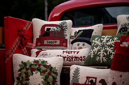 Miniatura 4 de Almohada decorativa de lana con diseño artístico de bayas y hojas con corona de bayas y hojas (18 x 18 pulgadas), almohada navideña para sofás y