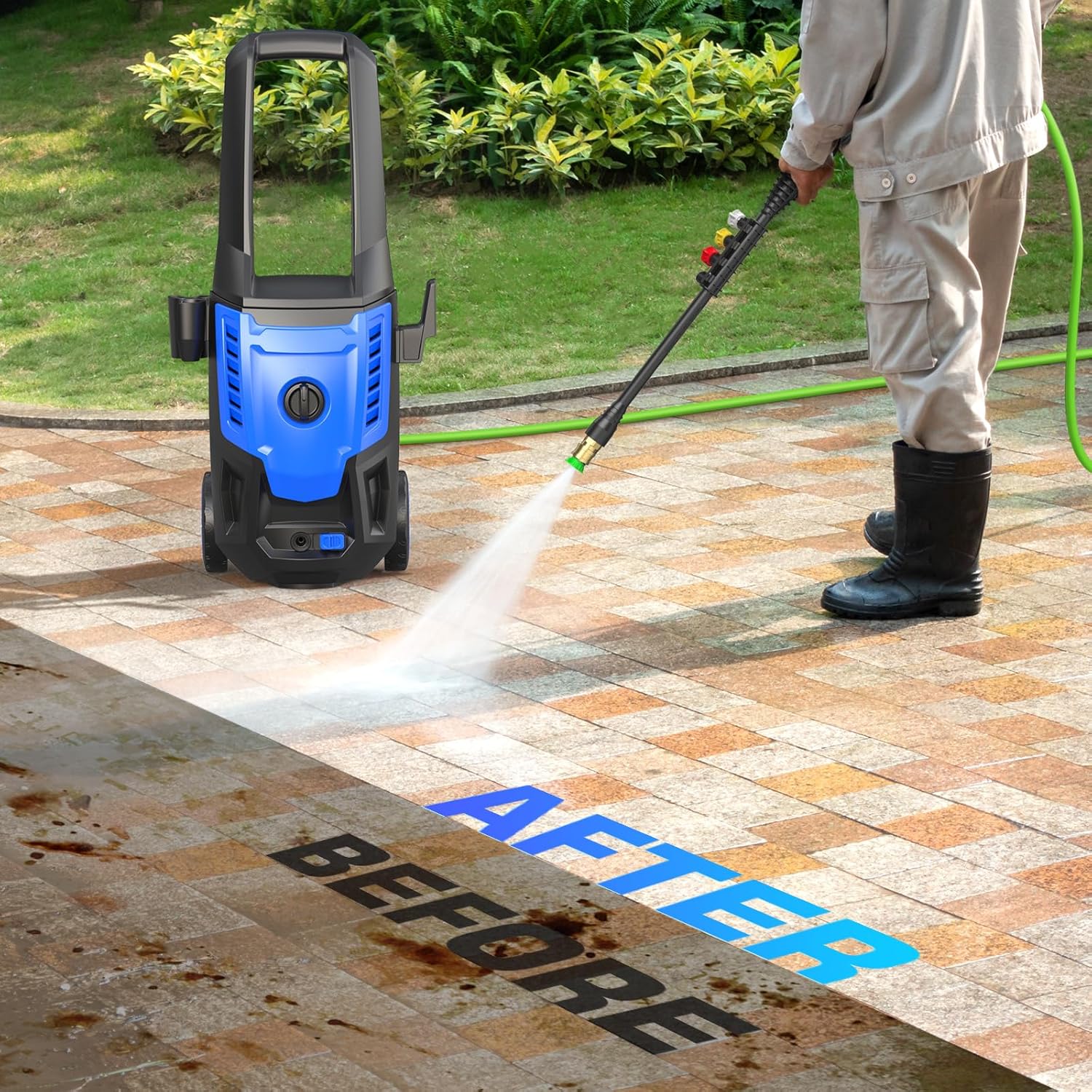 5000PSI Electric Pressure Washer, 2026 4.0 GPM High Power Washer Machine, with Adjustable Nozzle and Soap Bottle for Cars/Fences/Driveways/Home/Patios (Light Blue)