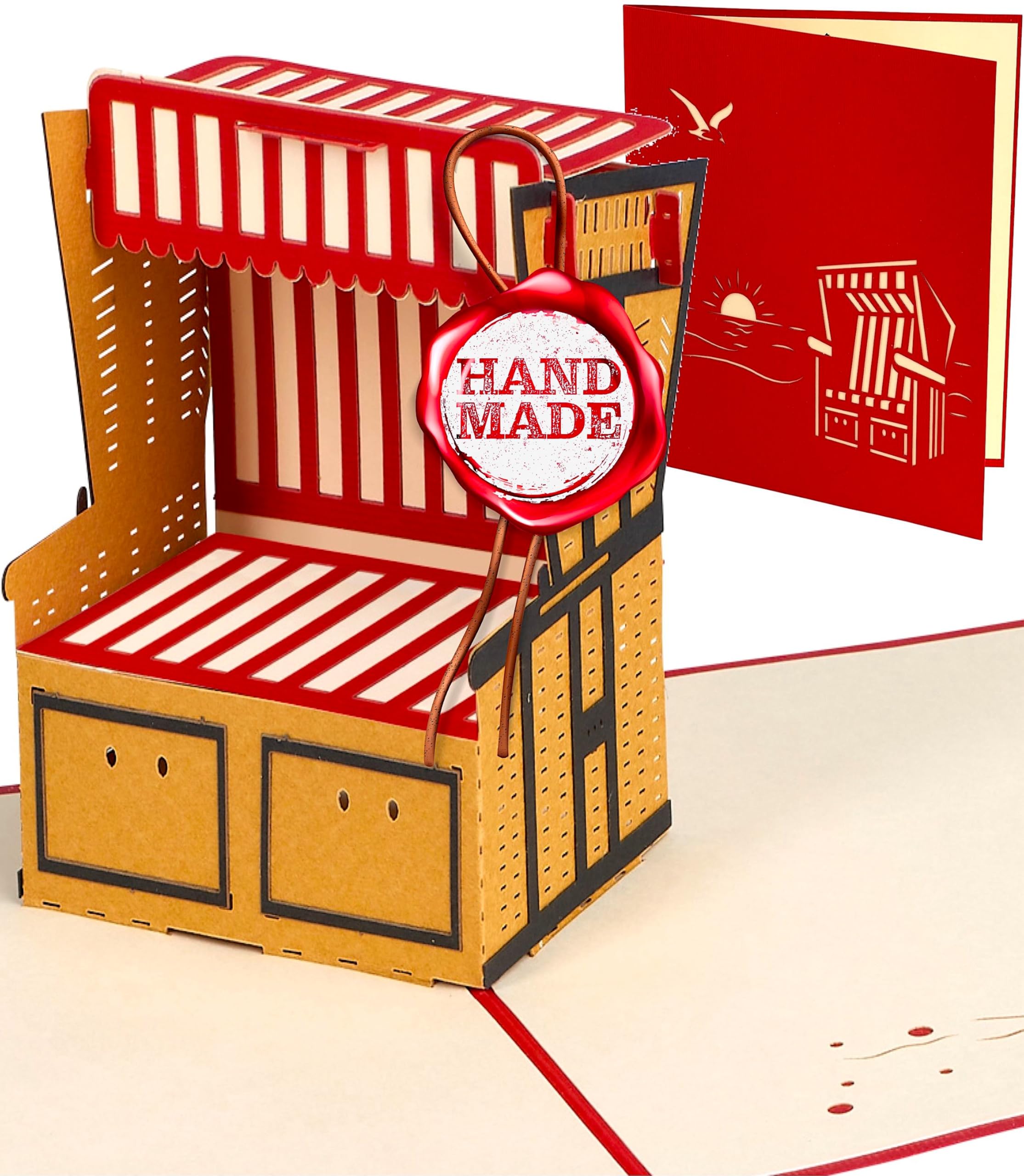 Liebessa Strandkorb 3D Pop-Up-Karte zum Aufklappen - Besondere Geschenkkarte Ostsee, Nordsee, Sylt