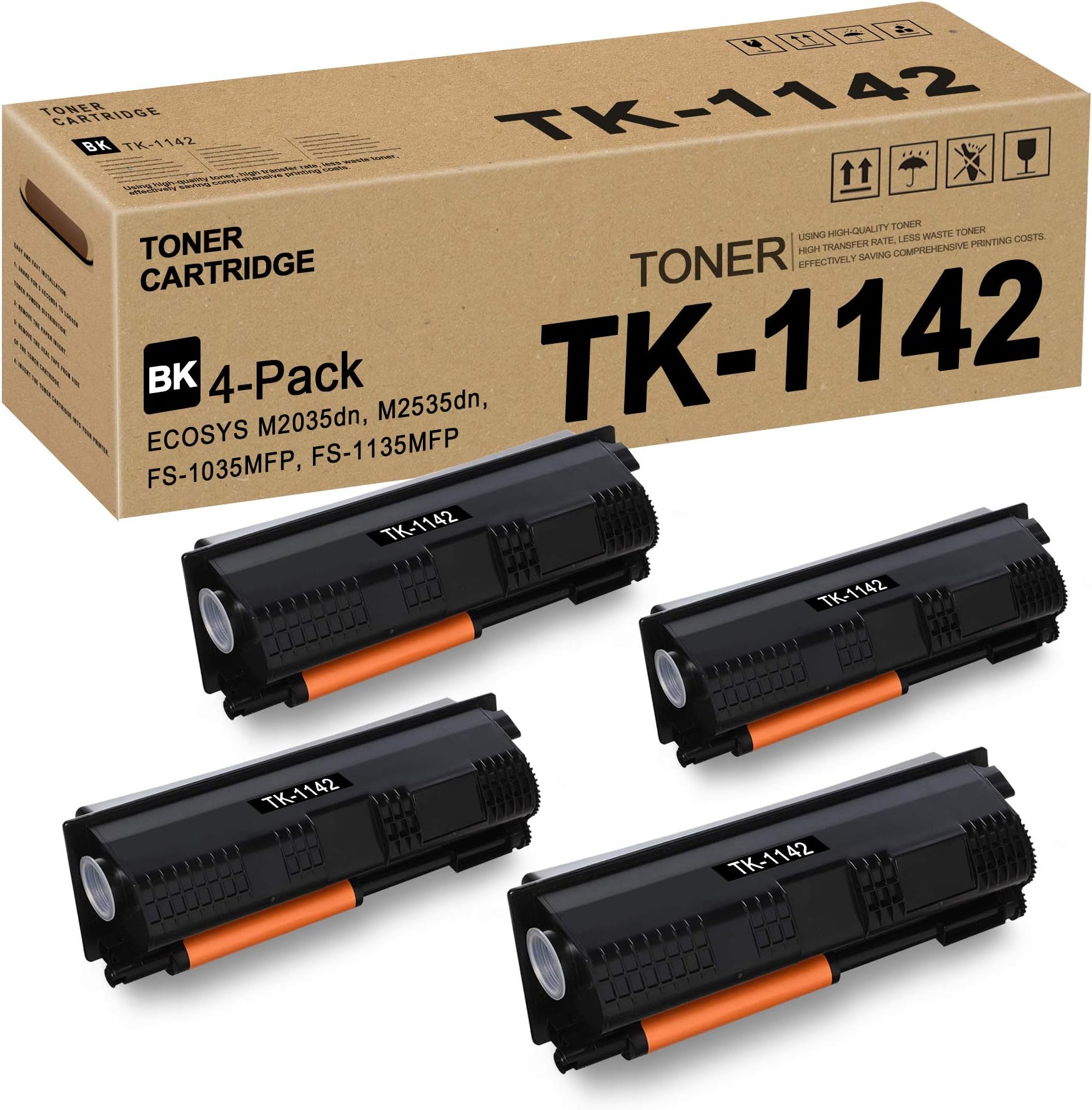 RUYY TK1142 TK-1142 1T02ML0US0 Toner Cartridge Replacement for Kyocera ECOSYS M2035dn M2535dn FS-1035MFP FS-1135MFP Toner Kit Printer (4 Pack,Black)