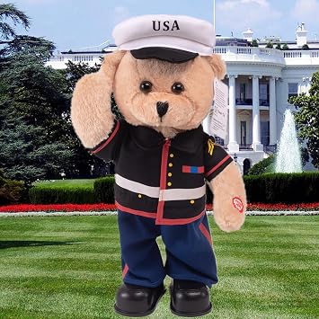 Humor Ted Soldier Army Teddy Bear Singing Dancing, Military Stuffed Animal | Interactive Bear Army Graduation Gifts, US Army Theme Music Plush Toys,Independence Day Soldier Memorabilia Gifts for Kids