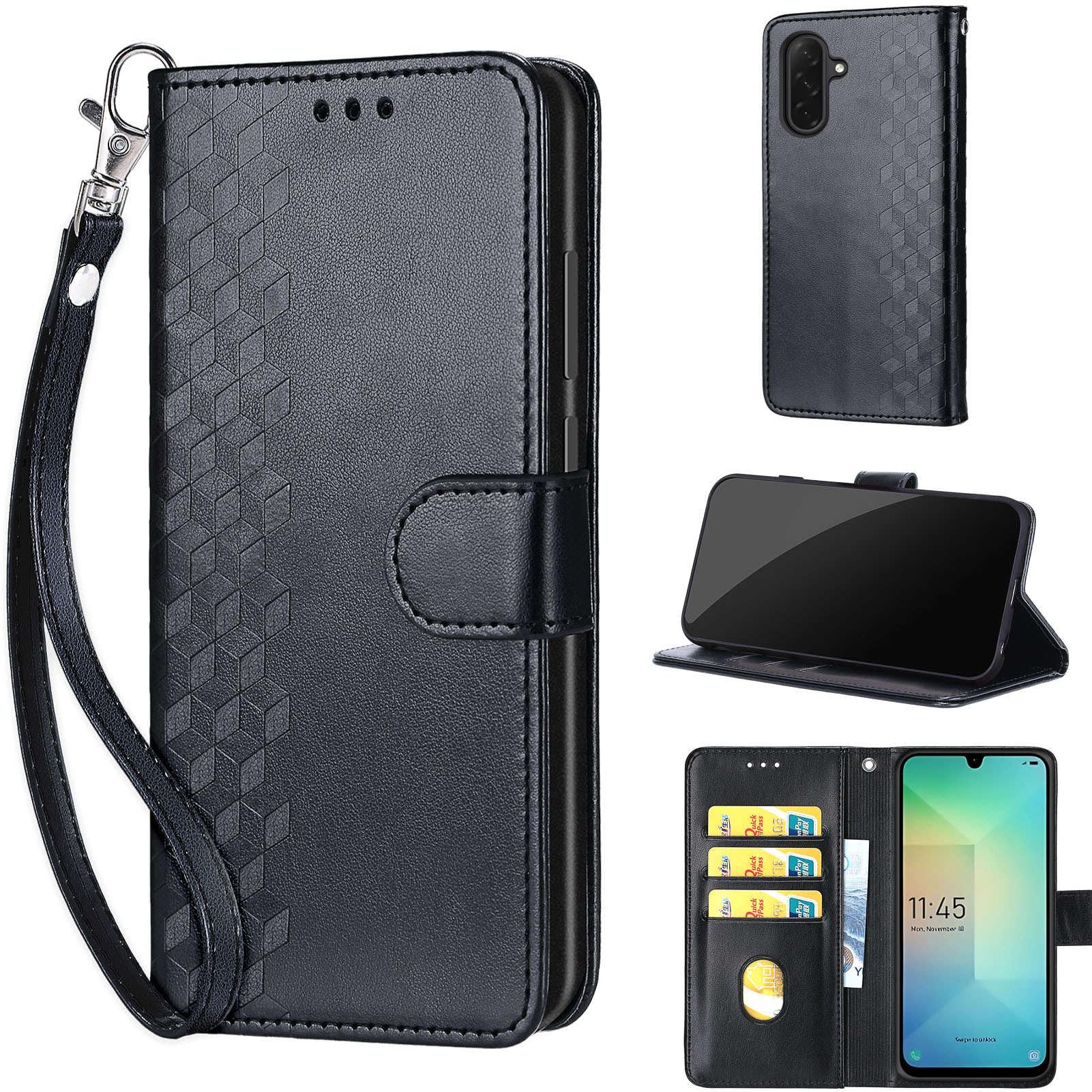 Designed for Samsung Galaxy A26 5G / A17 5G/ A17 4G Case Wallet,Women Flip Folio Cover with Embossed PU Leather Stand Credit Card Holders Slots Wrist