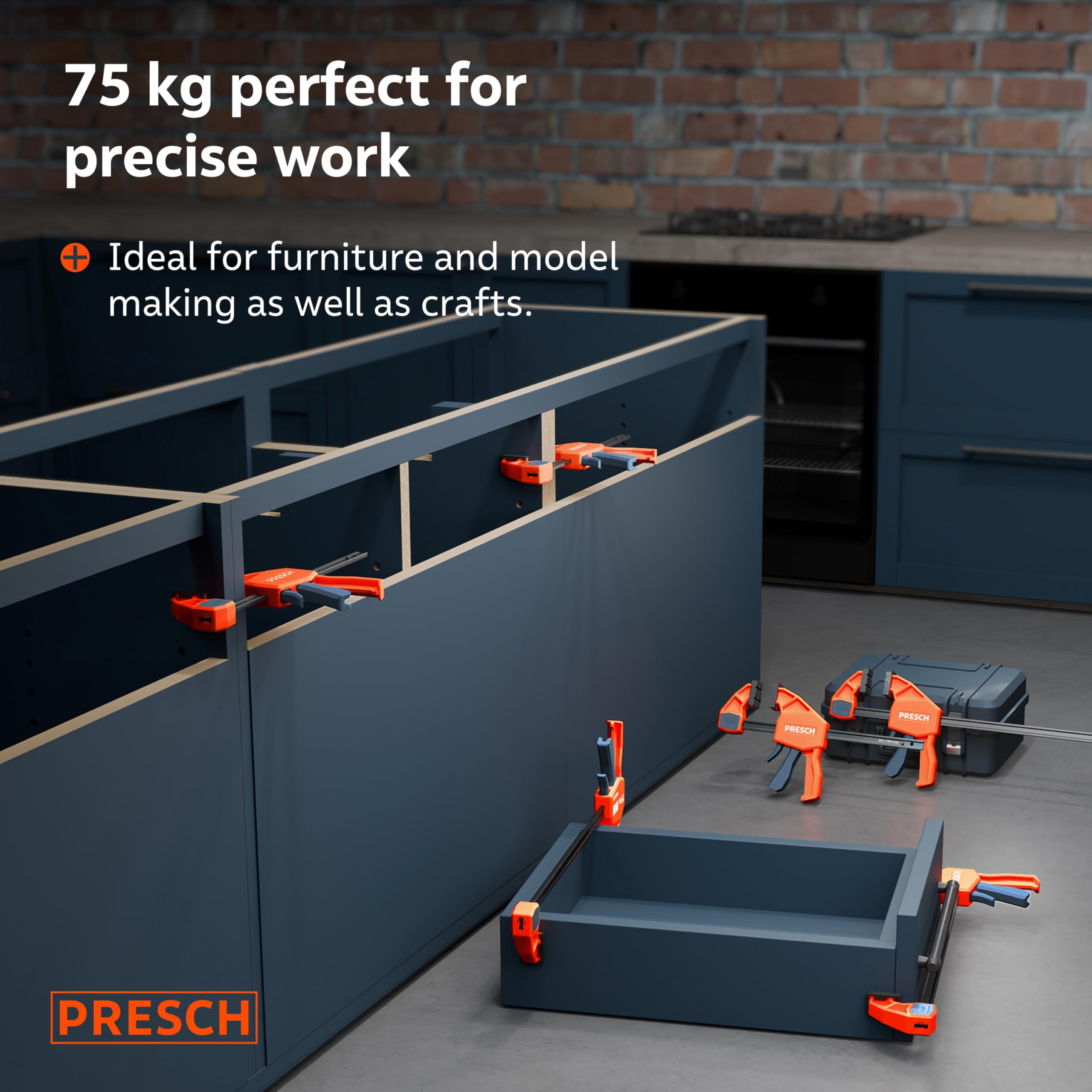 Presch Wood Clamps 150mm & 300mm 4 pcs, Clamps for Woodwork with 75kg Clamping Force for immediate Fixing - Image 2