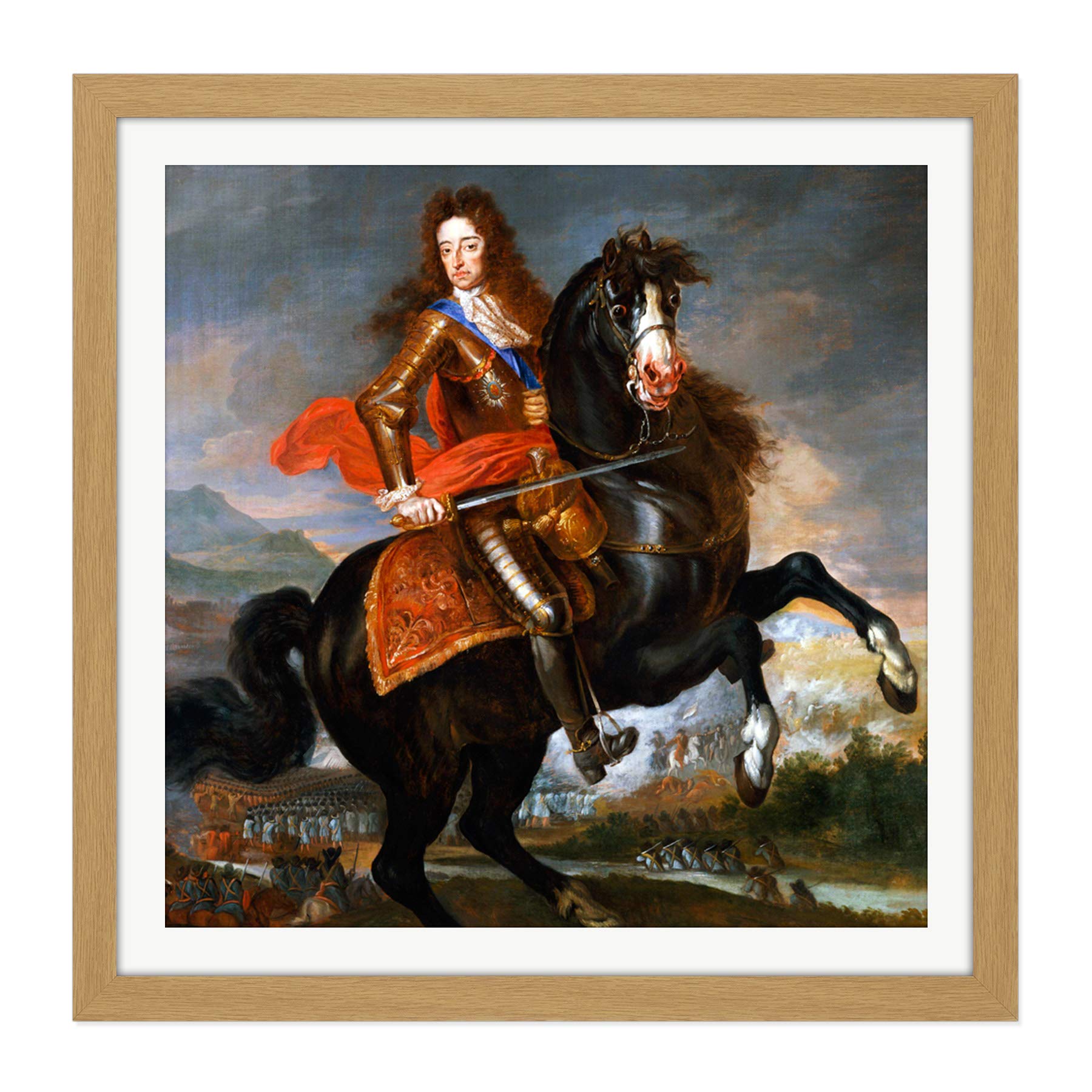 Anonymous Portrait King William III England Painting Square Wooden Framed Wall Art Print Picture 16X16 Inch