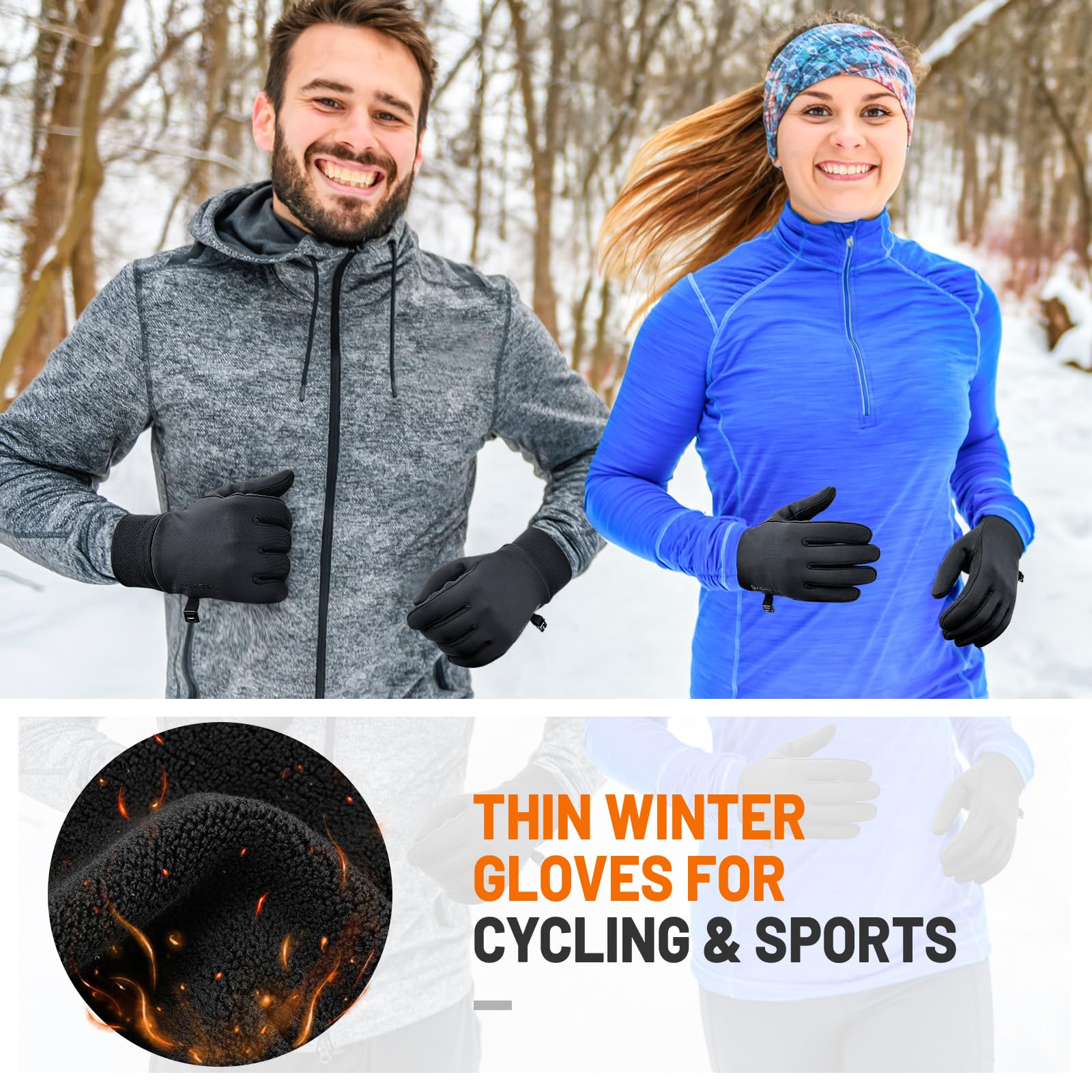 AOPREL Gants Thermiques Anti-Vent Tactiles Chauds Antidérapants Vélo Randonnée Running Conduite Sports d'Extérieur