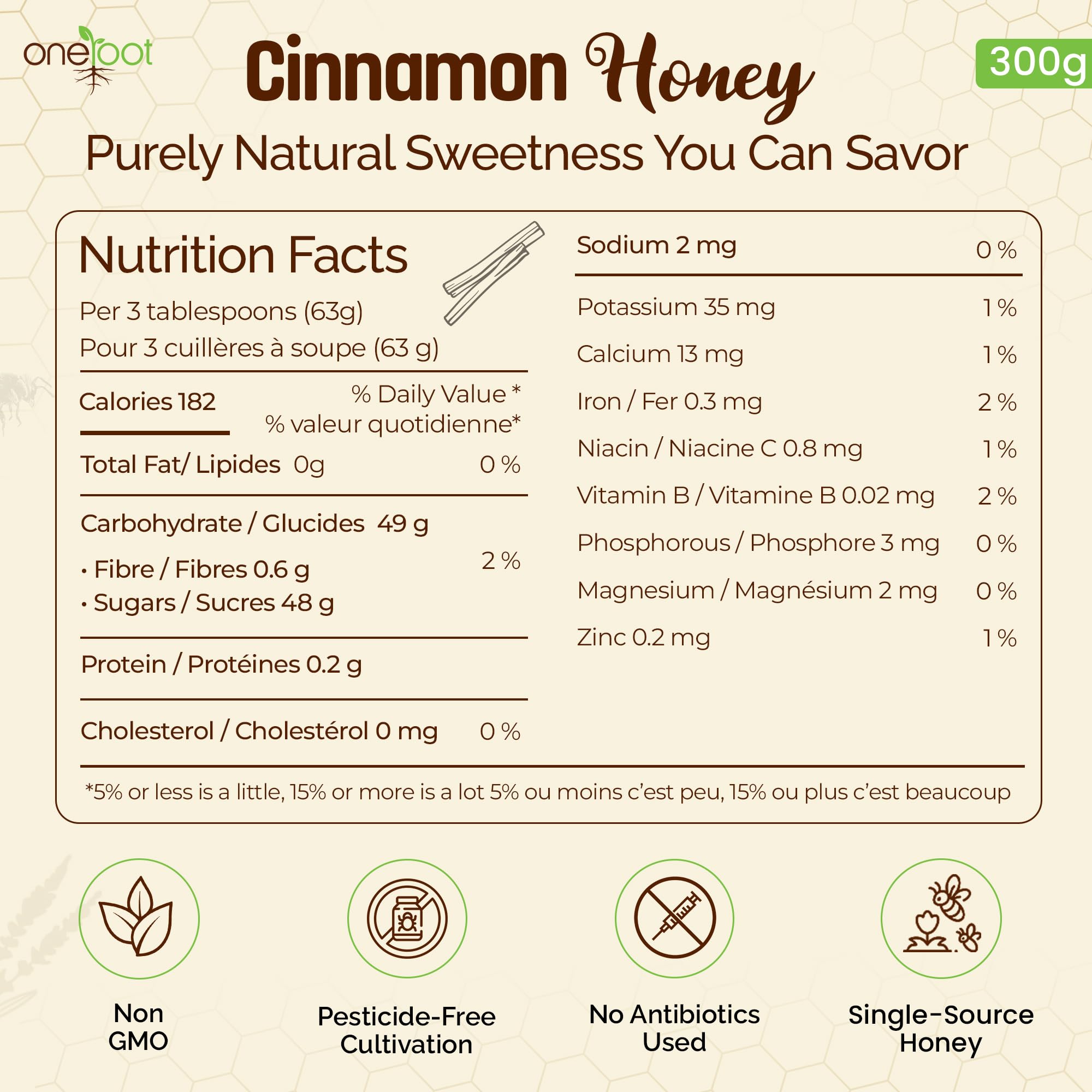 Amazon.com : OneRoot Organic Cinnamon Honey – 300g / 10.6oz, Pure