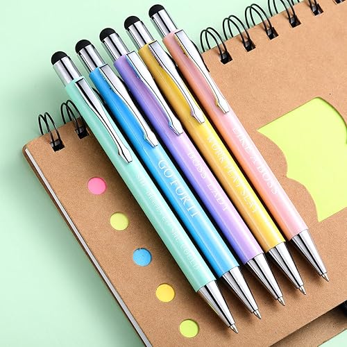 Miniatura 3 de Outus Juego de 5 bolígrafos con frases inspiradoras motivacionales para mujer, bolígrafos de tinta negra de metal, regalos de Navidad, bolígrafos