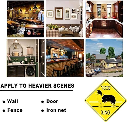 Miniatura 6 de Letrero "BORDER COLLIE XING CROSSING" Fun Tropical Animal Theme Decor, Diamond Shape Aluminio Aluminio, Interior y Exterior Metal Aluminio "12 x