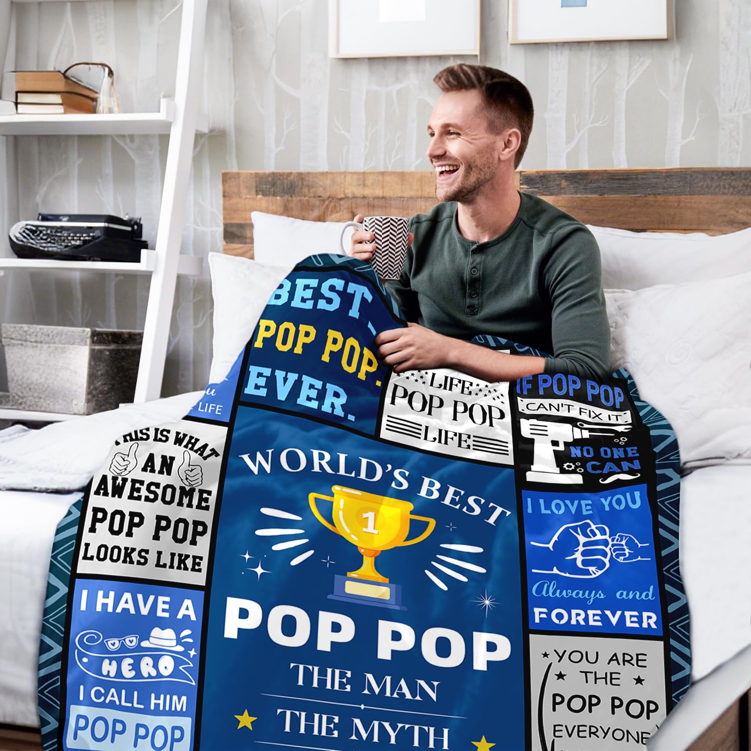 Poppop Fathers Day Birthday Gifts - Pop Pop Gifts from Grandkids Grandchildren Granddaughter - Unique Poppops Christmas Birthday Blanket Gift - Best Poppop Ever Presents Blanket 50"X60"