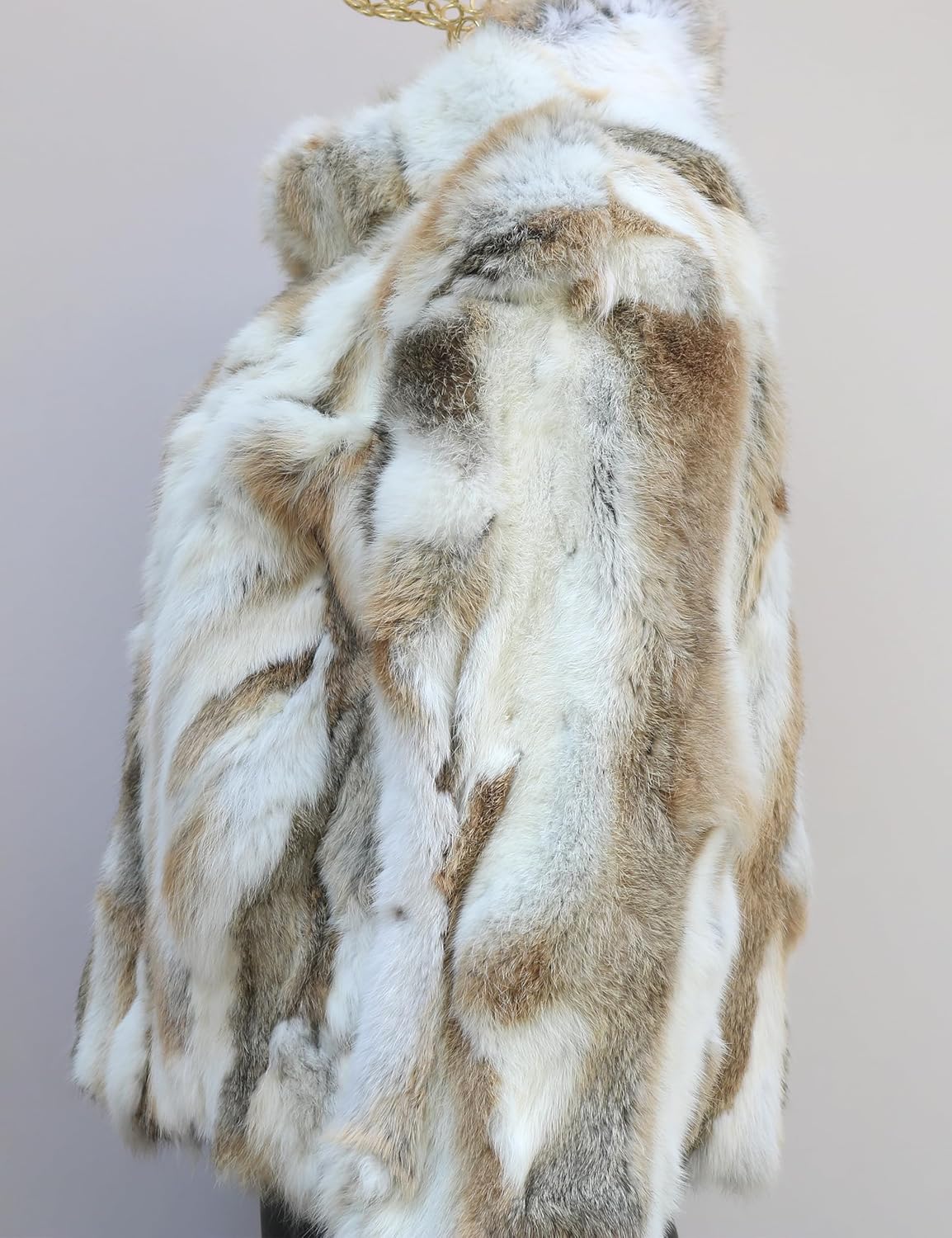 Women's Genuine Rabbit Fur Coat Full Pelt Soft Warm Winter Fur Jacket